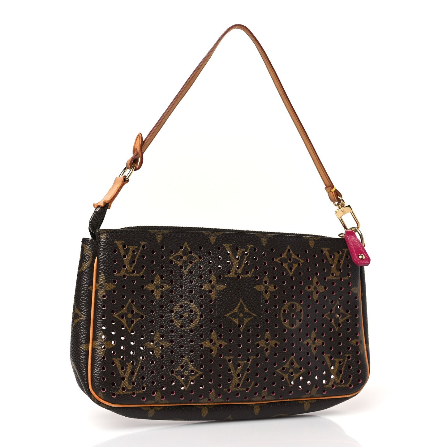 Monogram Perforated Pochette Accessories Bag Fuchsia