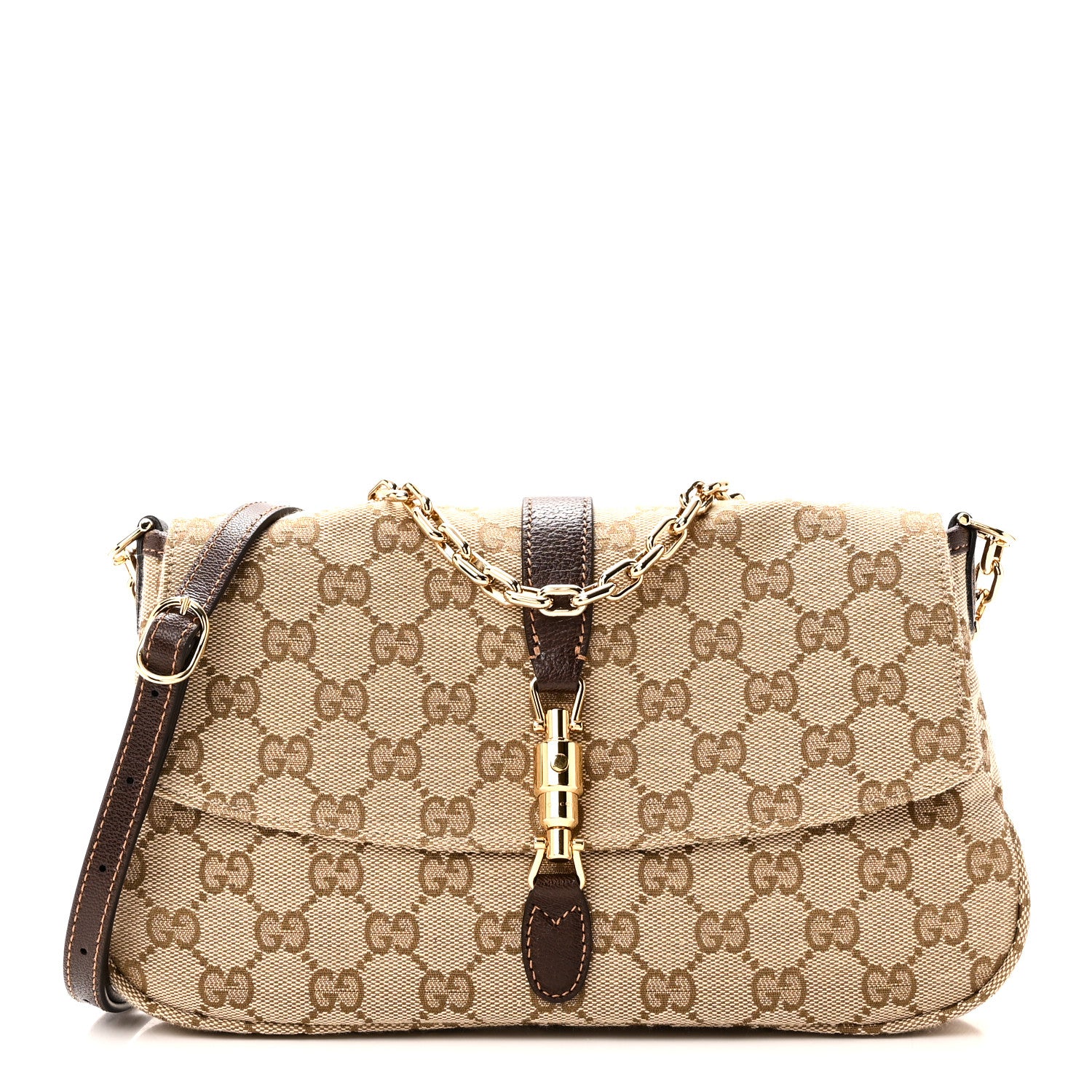 Gucci GG Supreme Medium Aperitivo Shoulder Bag Sand Dark Brown