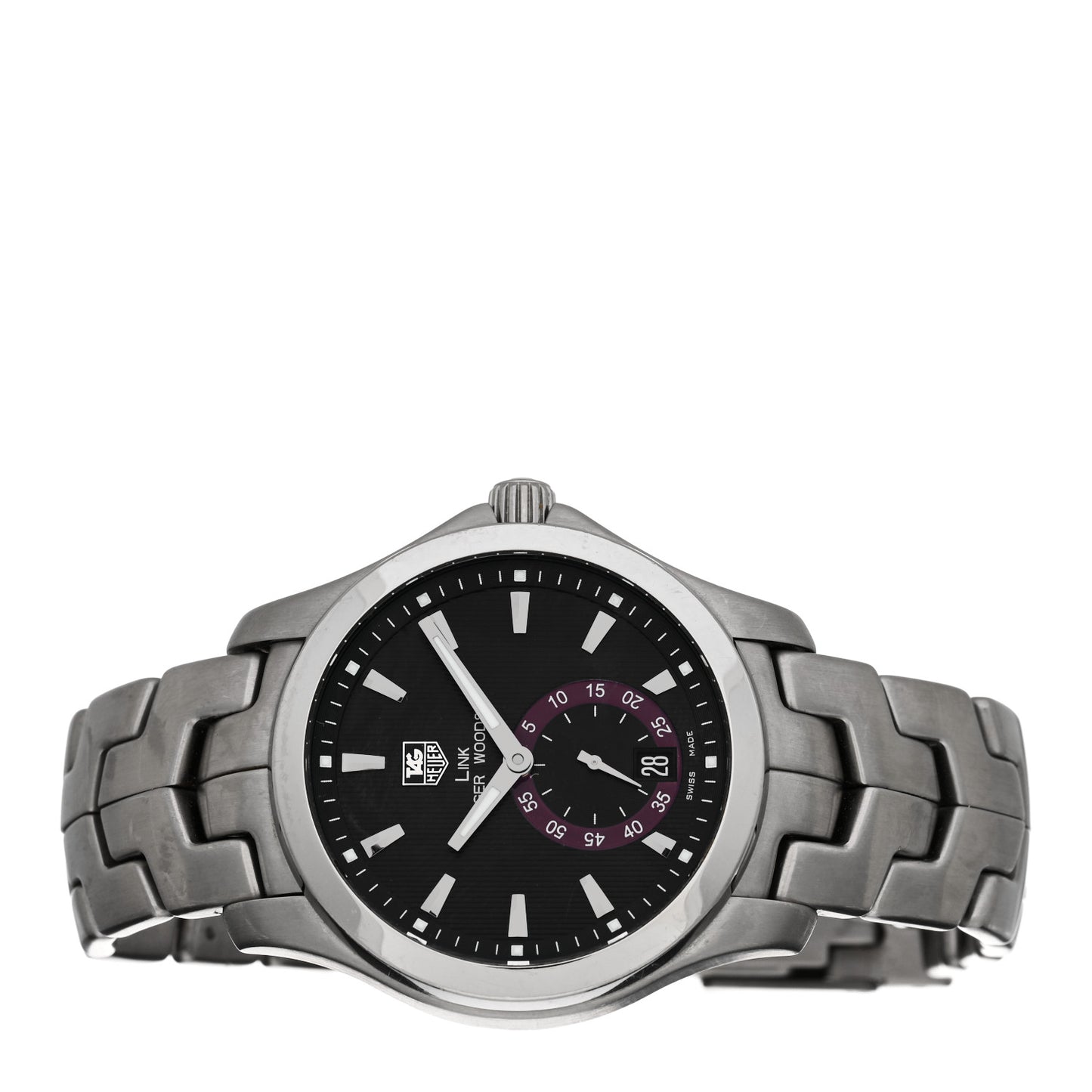 Stainless Steel 39mm Link Tiger Woods Automatic Watch Black WJF211D