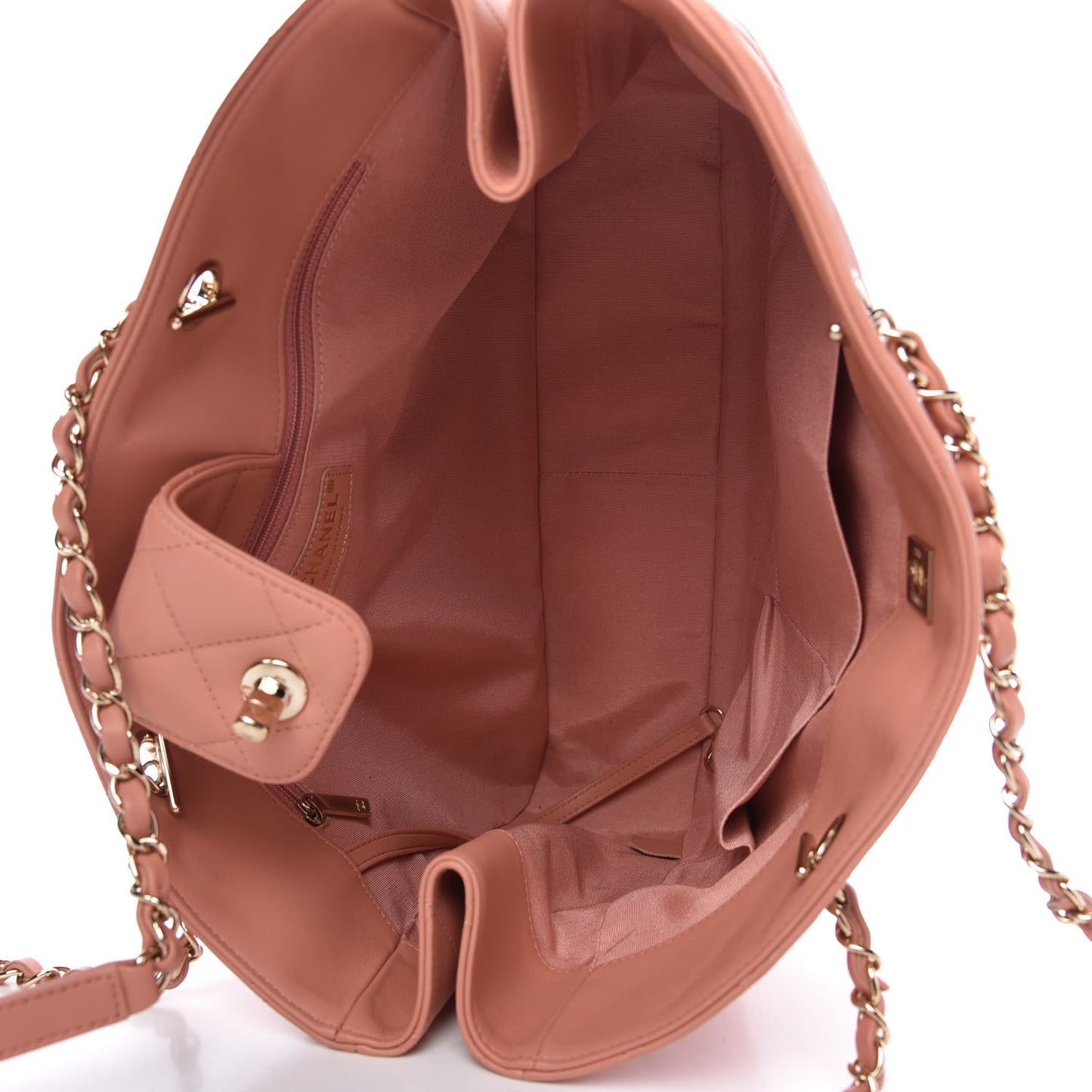 Calfskin Quilted Large CC Shopping Tote Light Pink