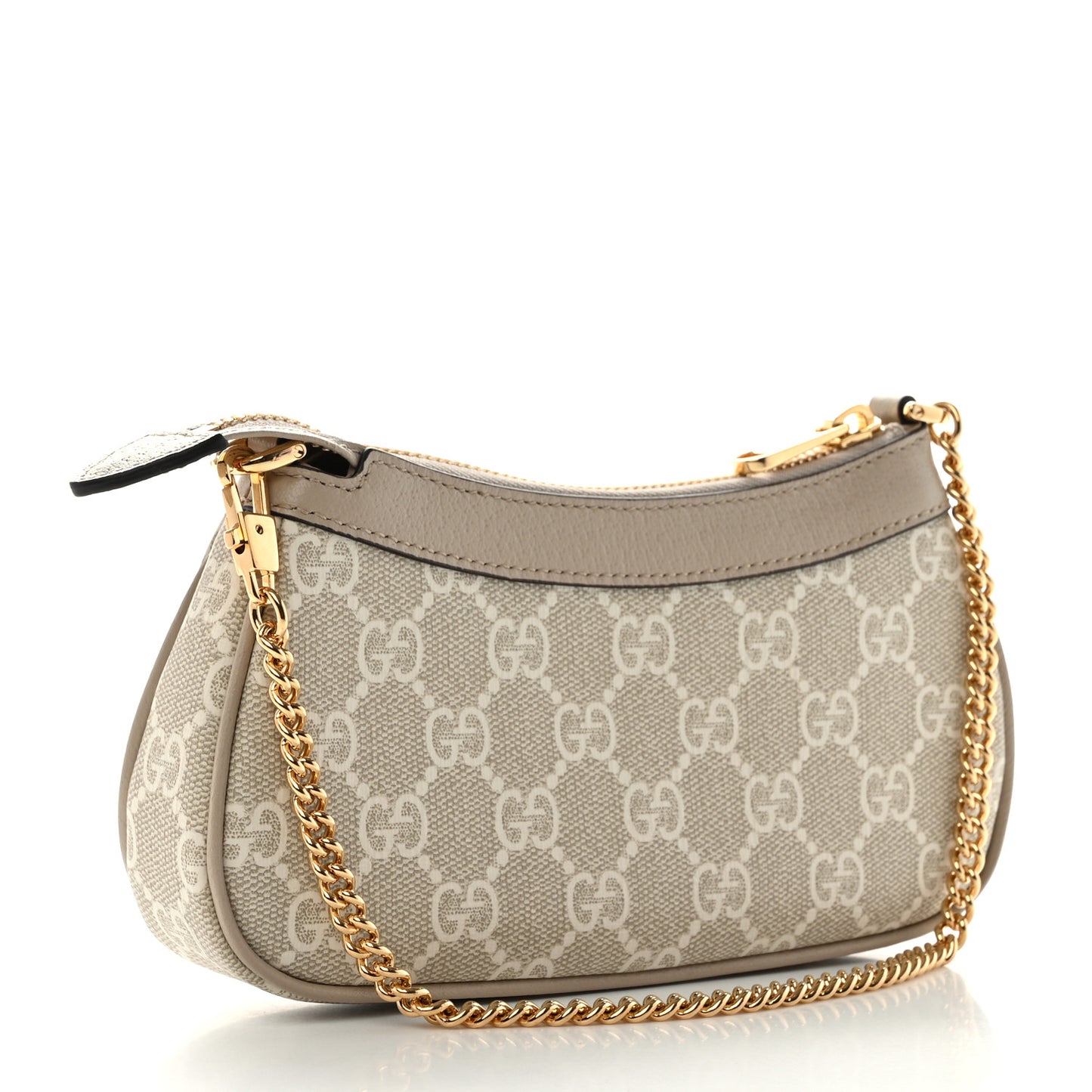 GG Supreme Monogram Textured Dollar Calfskin Web Mini Ophidia GG Handbag Beige Mystic White Oatmeal