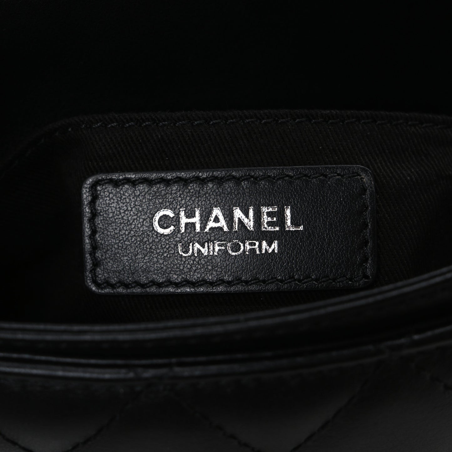 Calfskin Quilted CC Uniform Flap Belt Bag Black