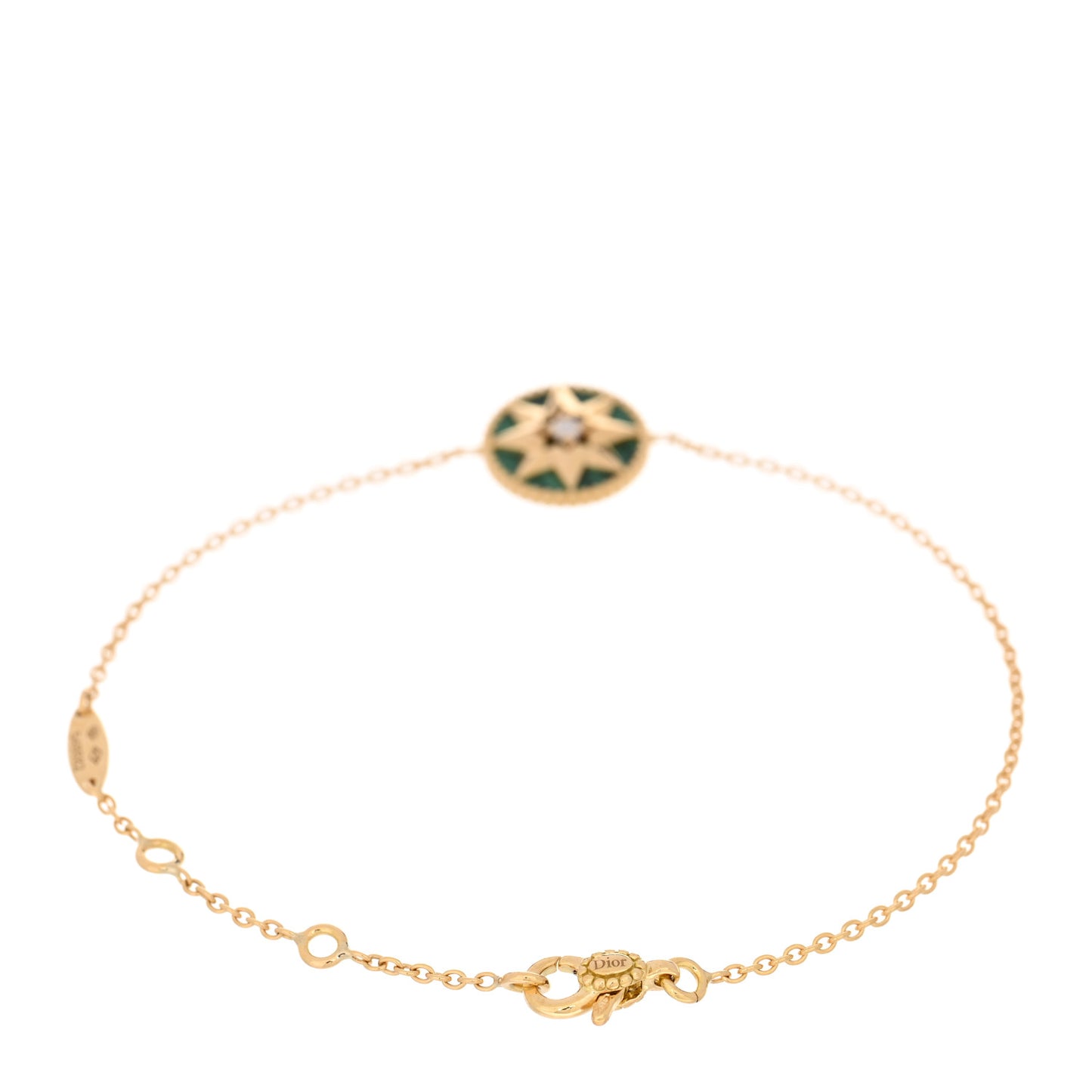 18K Yellow Gold Diamond Malachite Rose Des Vents Bracelet