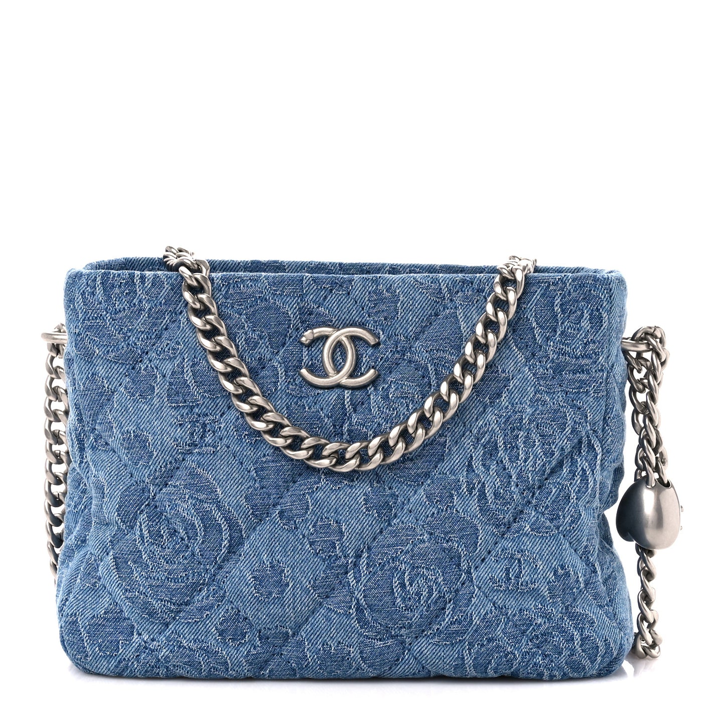 Denim Quilted Camellia Sweetheart Small Hobo Blue
