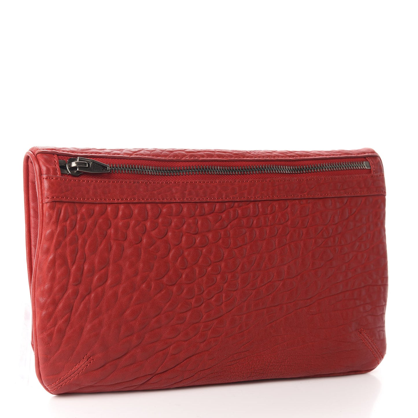 Textured Lambskin Dumbo Fold Over Clutch Cayenne