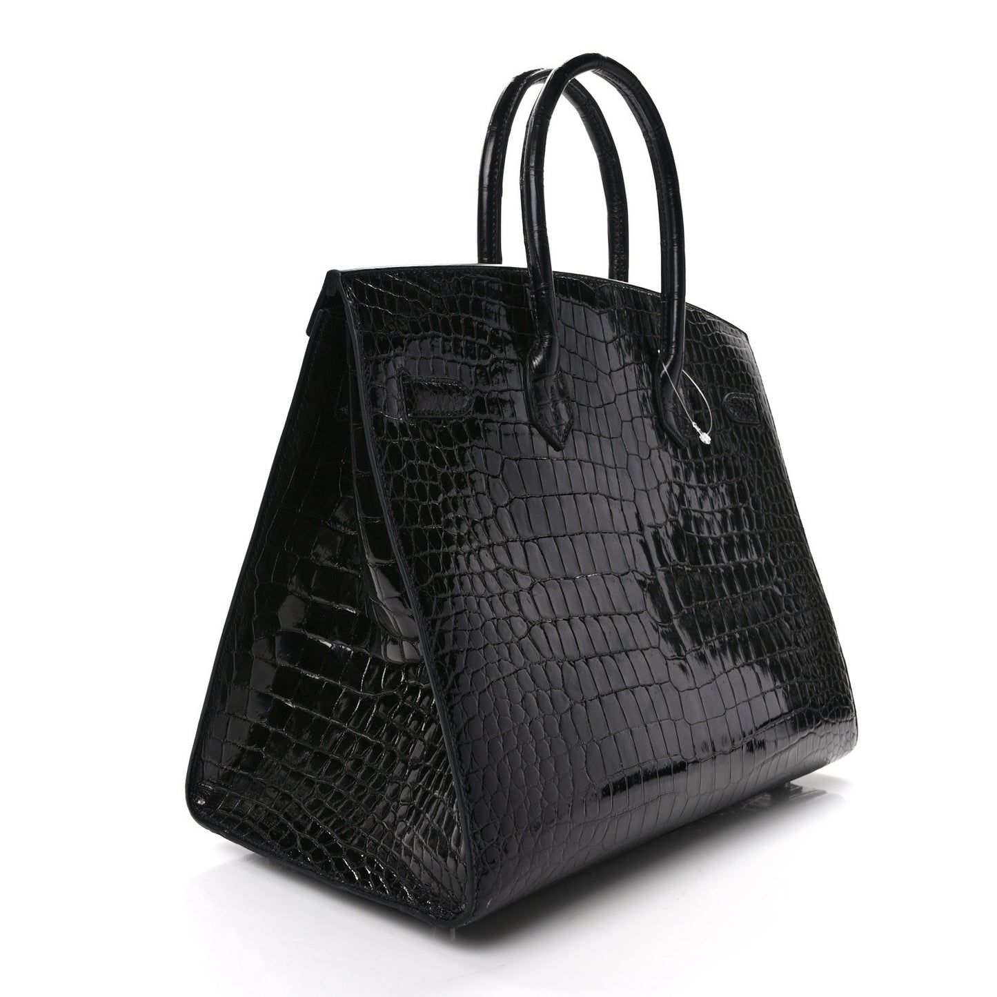 Shiny Porosus Crocodile Birkin Sellier 35 Black
