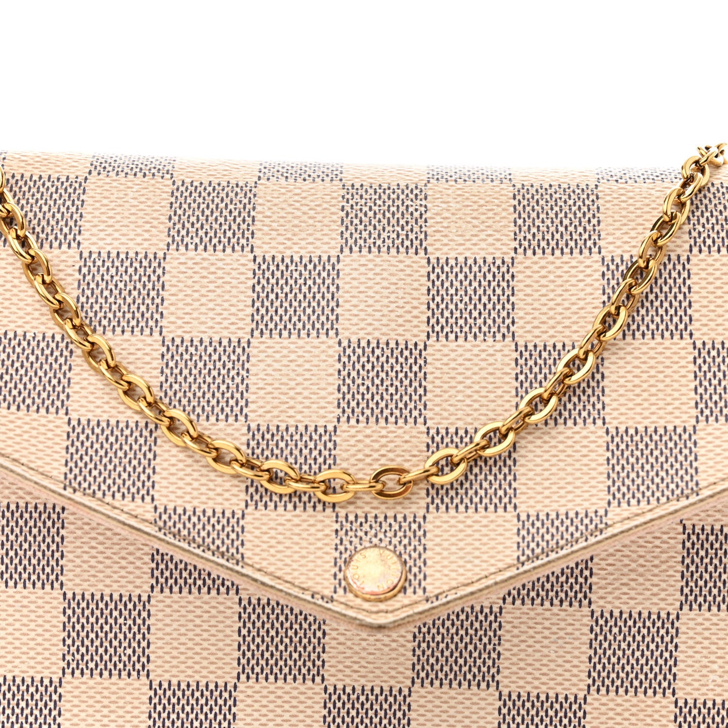Louis Vuitton Damier Azur Pochette Felicie Chain Wallet Rose Ballerine 8 of 16