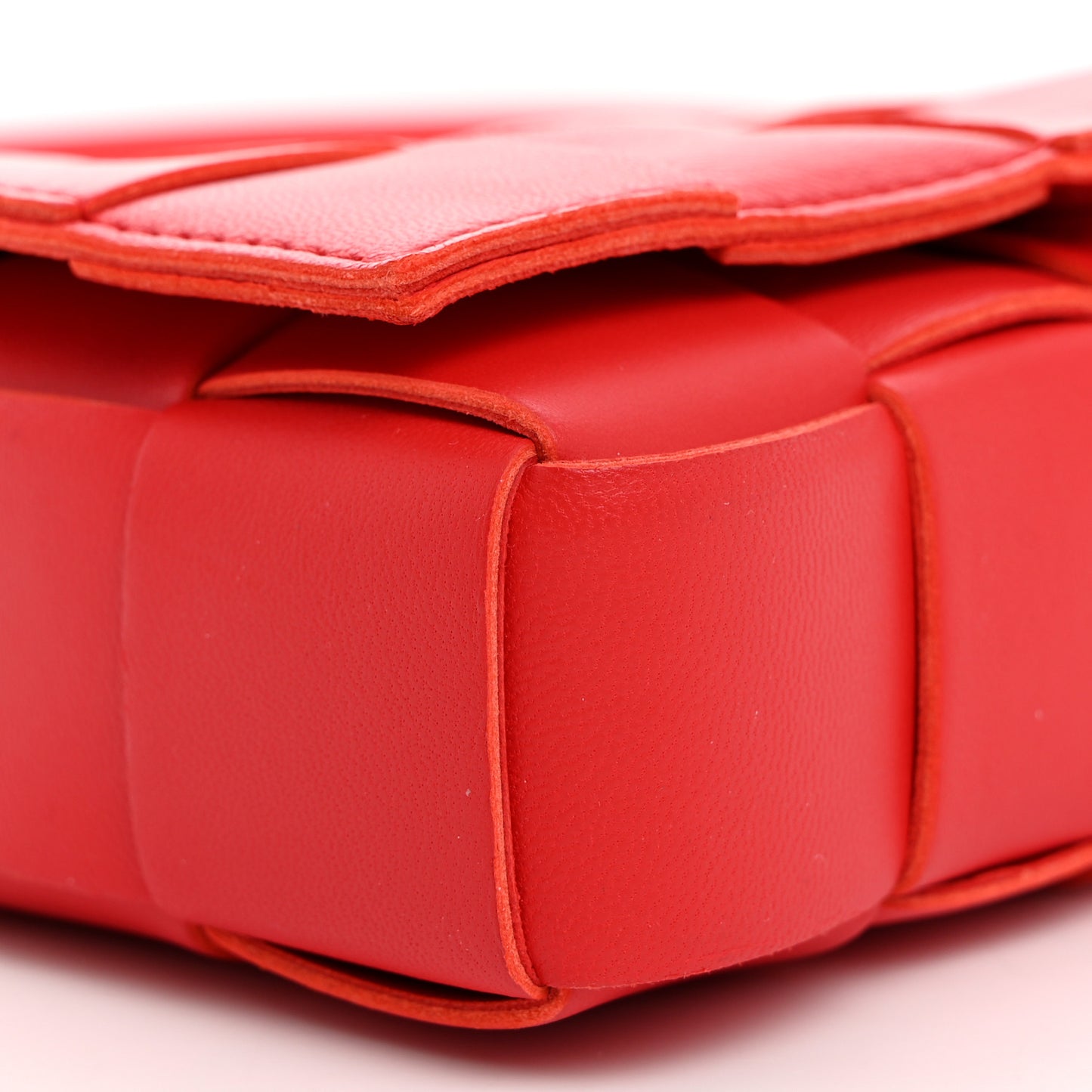 Lambskin Maxi Intrecciato Small Cassette Crossbody Bag Redstone