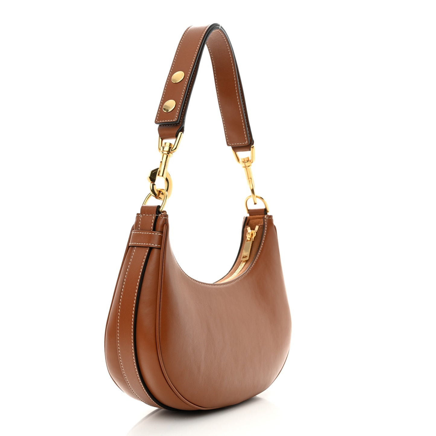 Smooth Calfskin Medium Strap Ava Shoulder Bag Tan