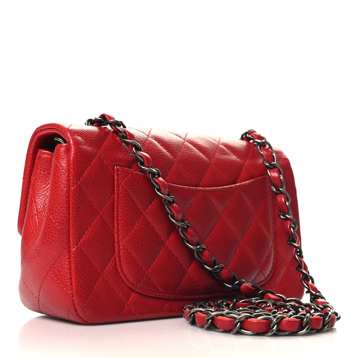Caviar Quilted Mini Rectangular Flap Red