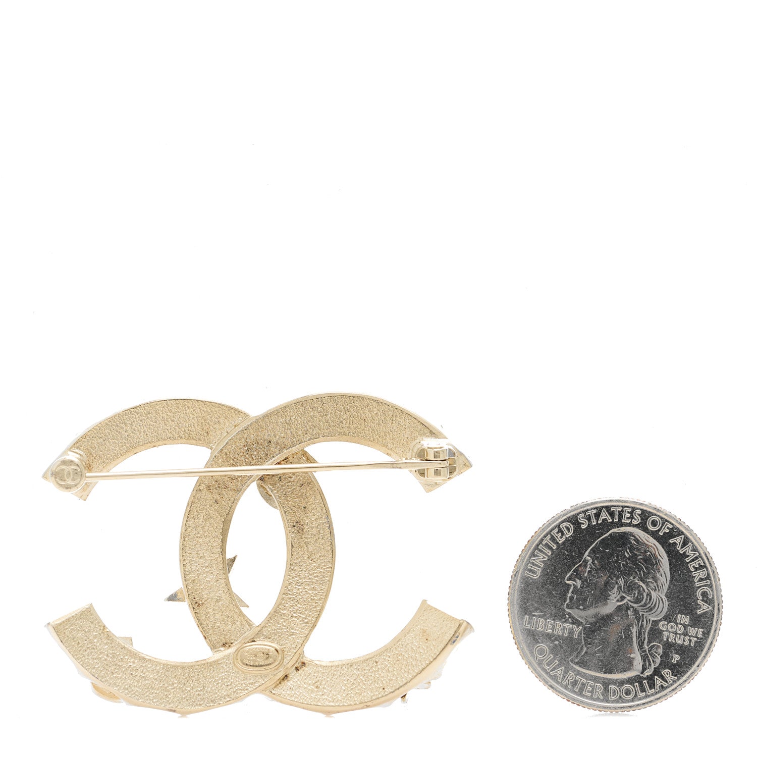 Chanel Crystal Pearl Resin CC Star No 5 Brooch Gold White Pink 2 of 4
