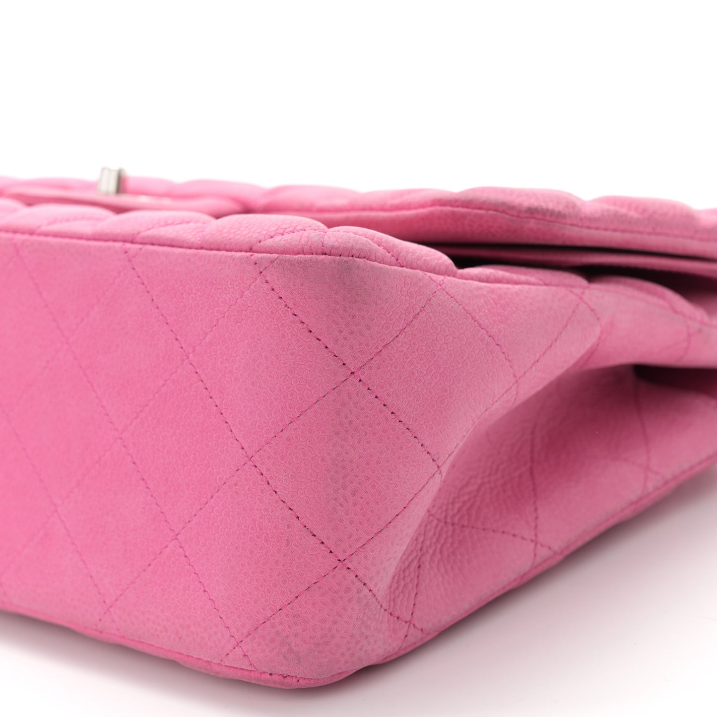 Iridescent Caviar Quilted Jumbo Double Flap Pink