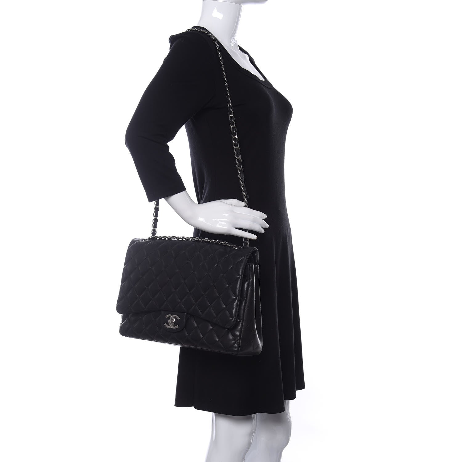 Chanel Lambskin Quilted Maxi Double Flap Black 2 of 25