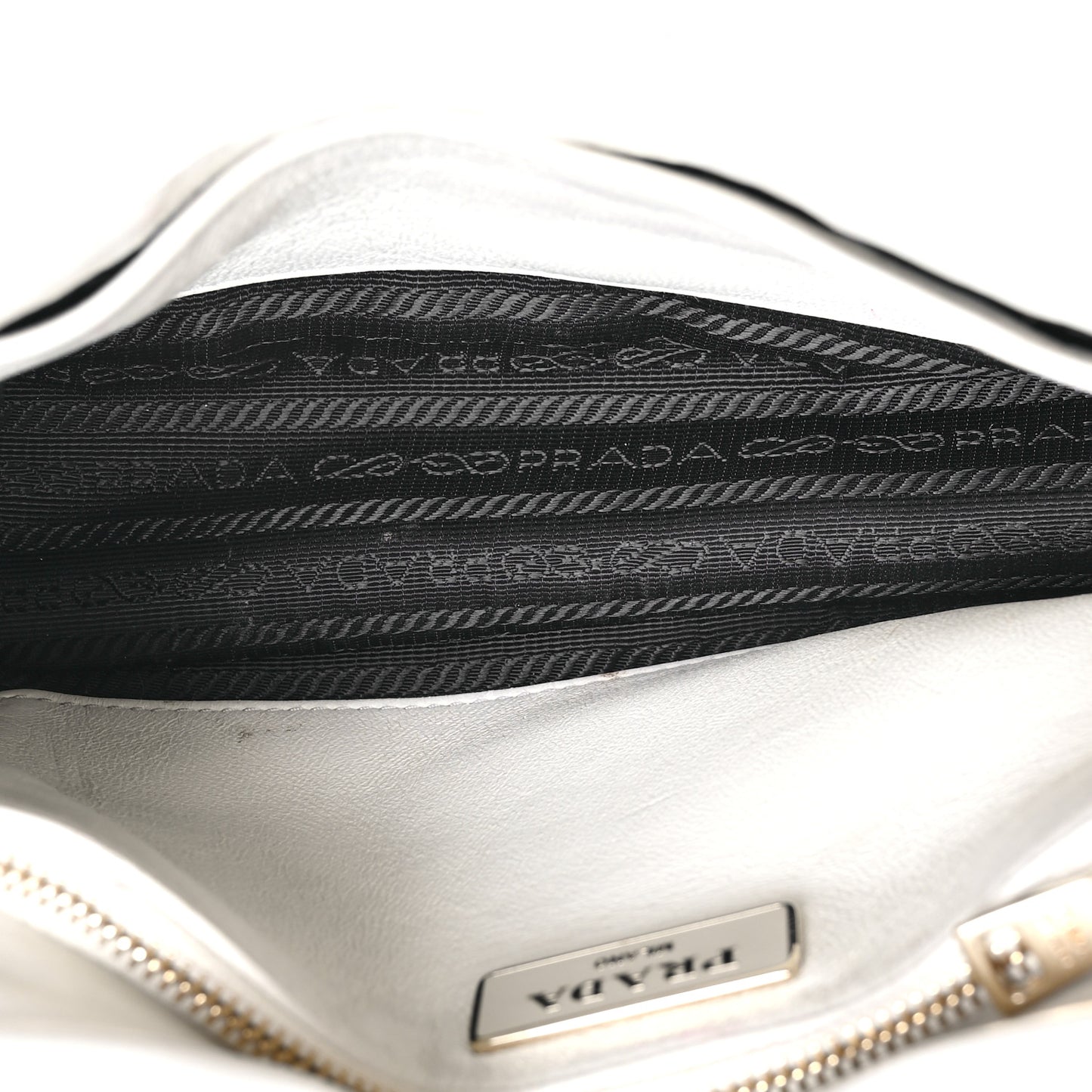 Nappa Re-Nylon Triangle Quilted Patchwork System Flap Shoulder Bag White