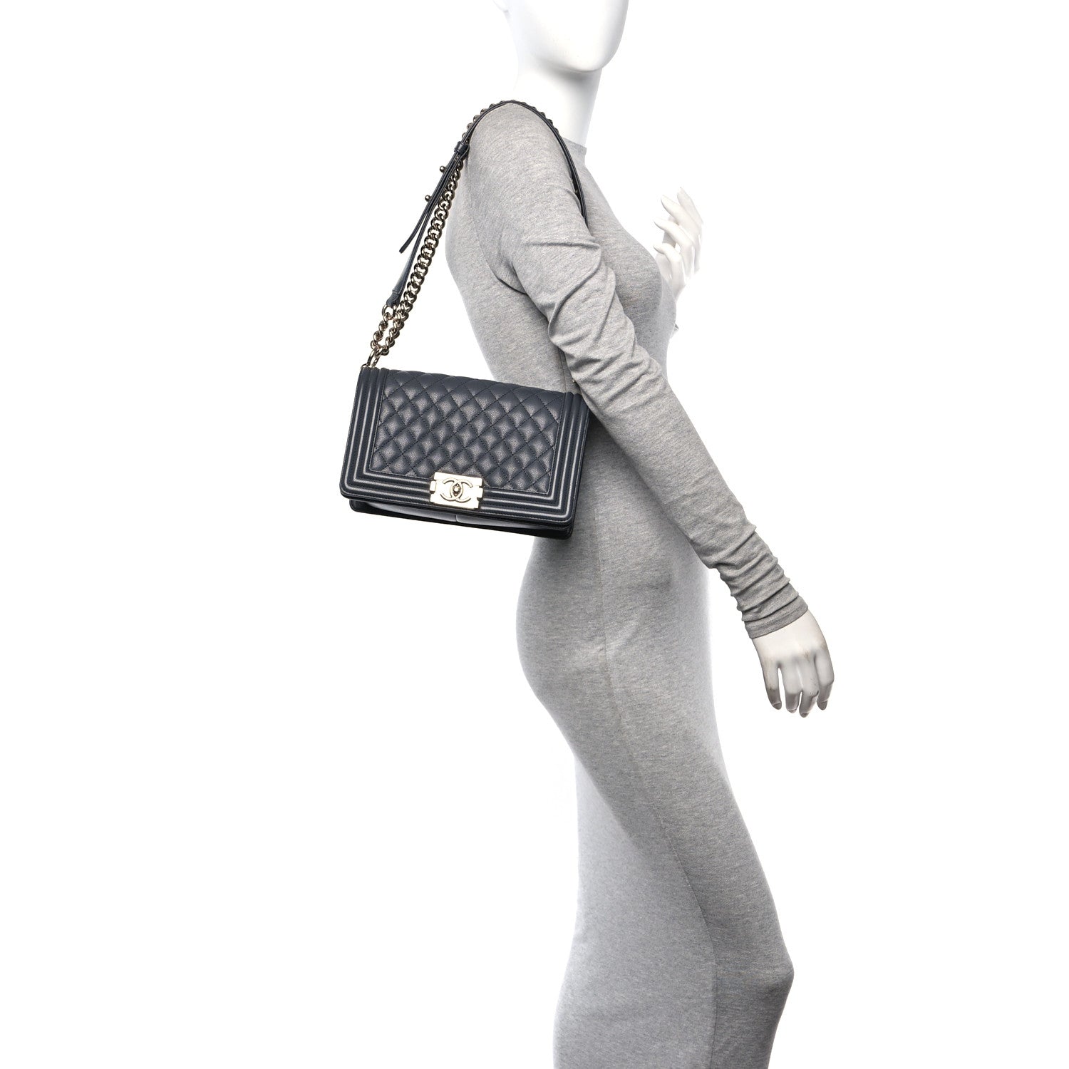 Chanel Caviar Quilted Medium Boy Flap Dark Grey 3 of 10