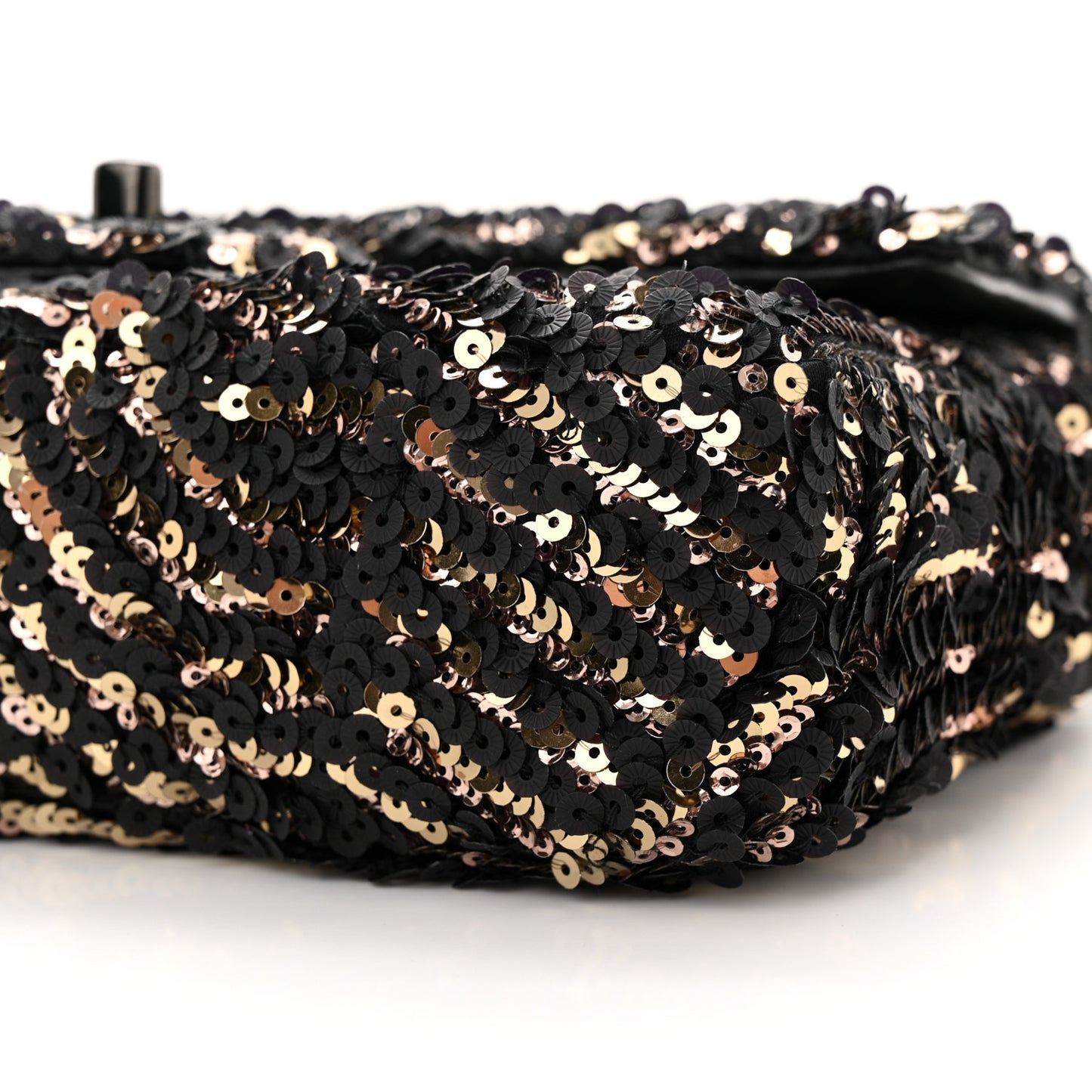Sequin Mini Rectangular Flap Black Gold