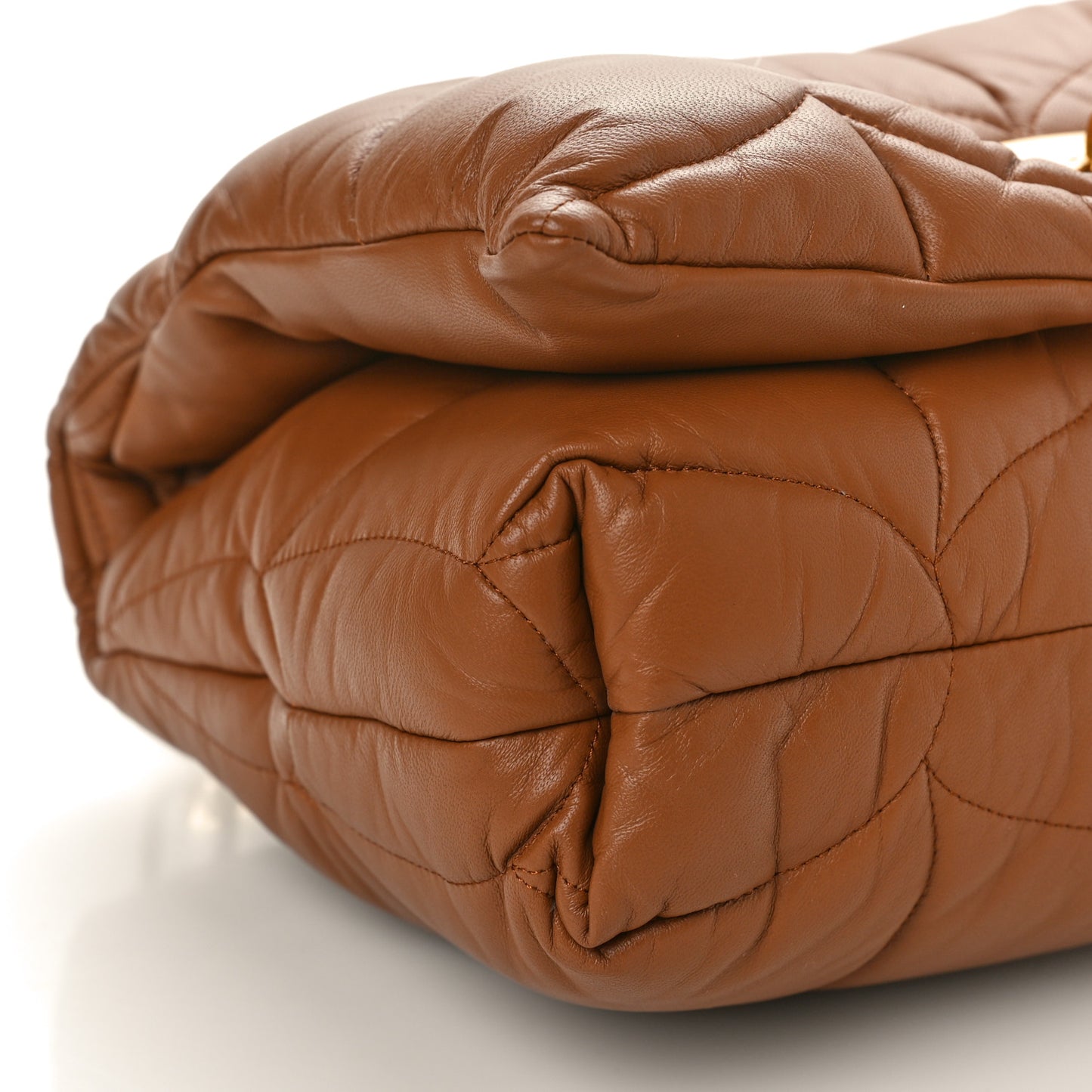Nappa Pillow Quilted Little Softie Bag Tobacco Brown