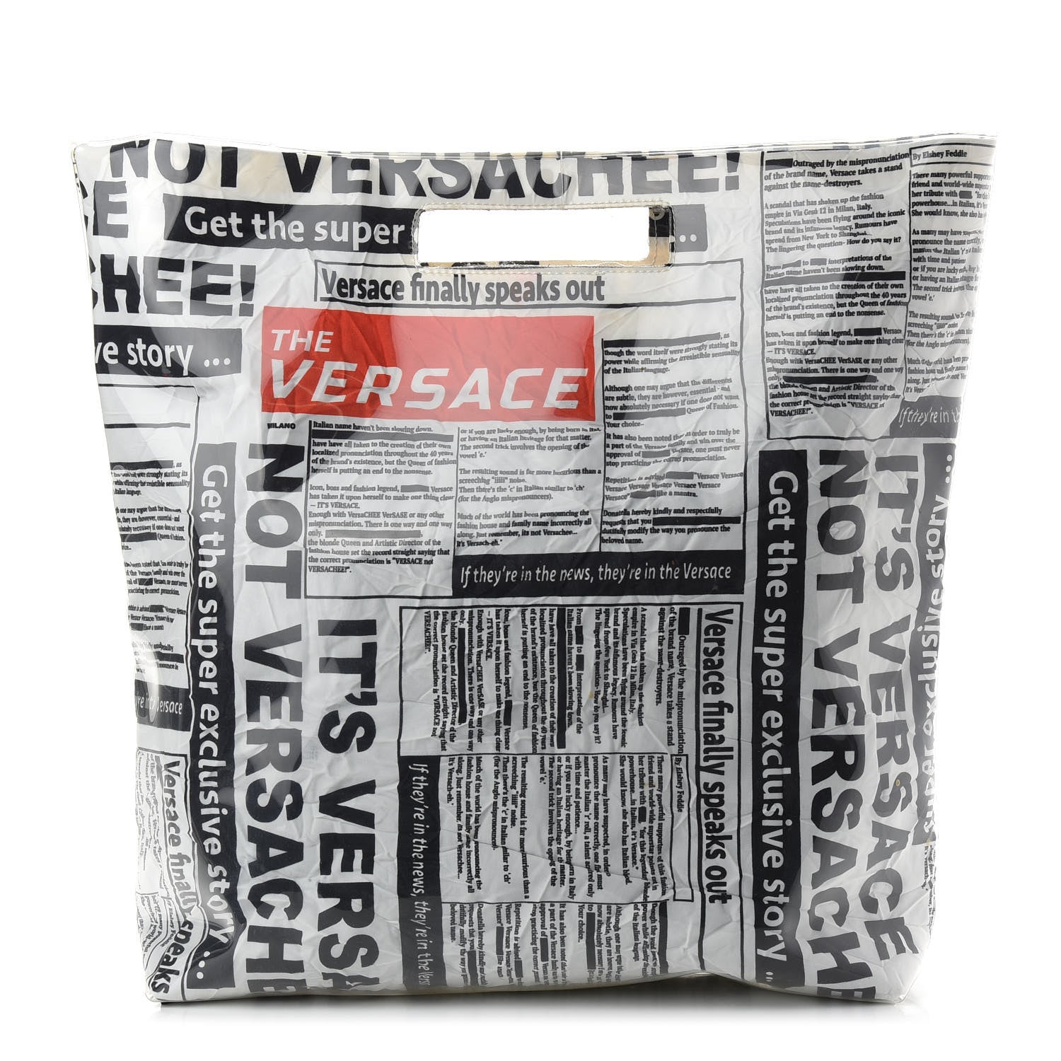 Versace PVC Tabloid Print Shopping Bag White Multicolor 1 of 12
