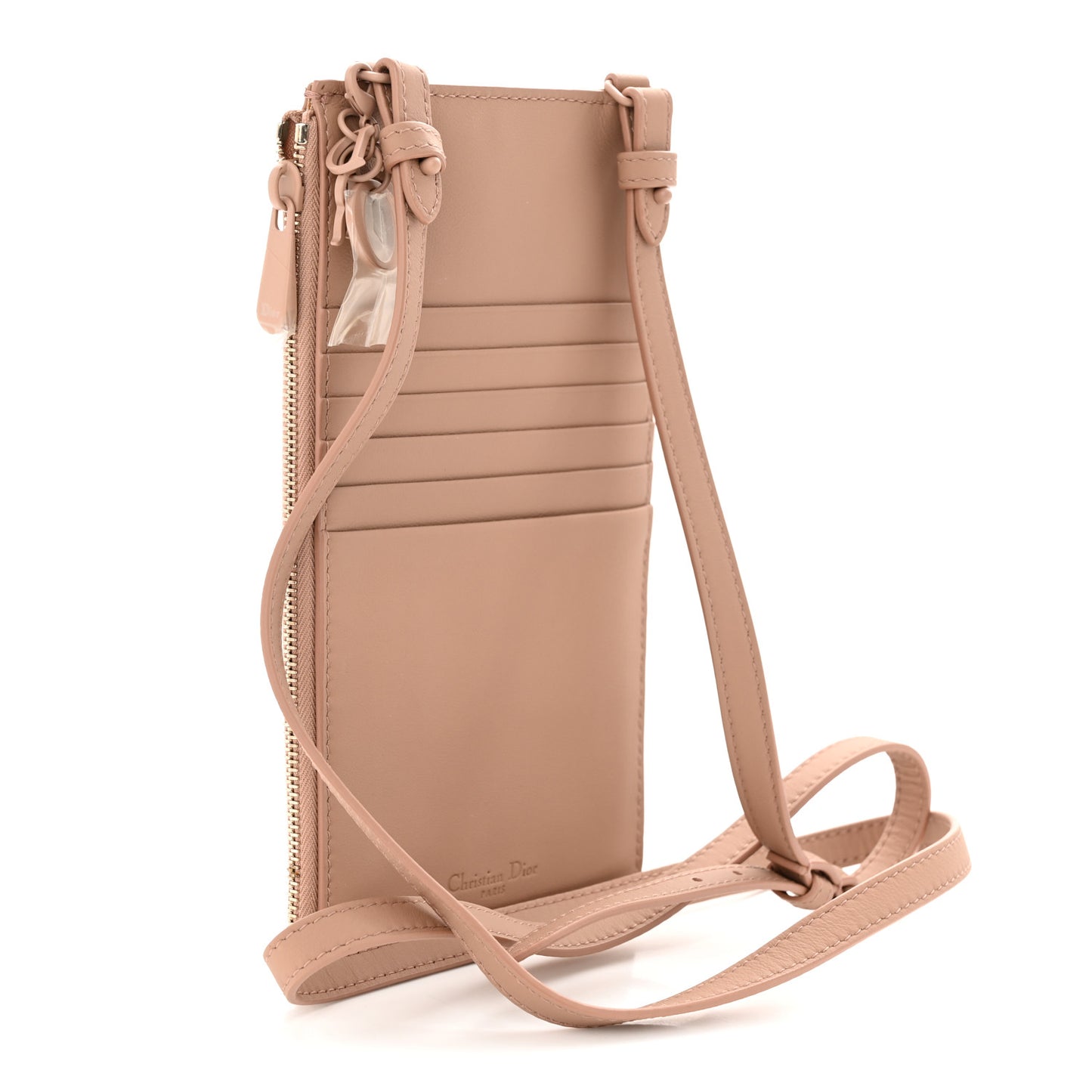 Ultra Matte Calfskin Lady Dior Long Wallet With Strap Beige