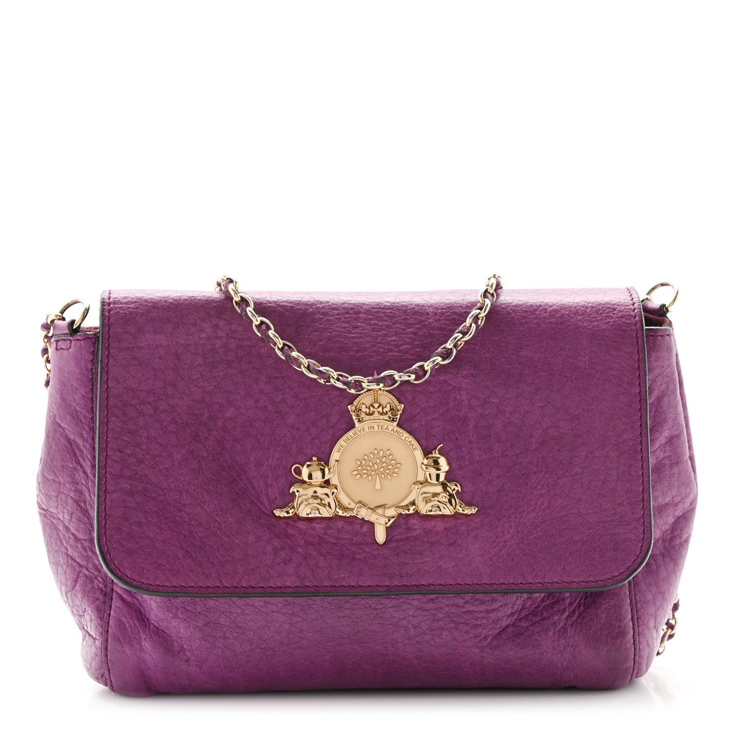 Mulberry Heavy Grain Calfskin Small Margaret Crossbody Purple