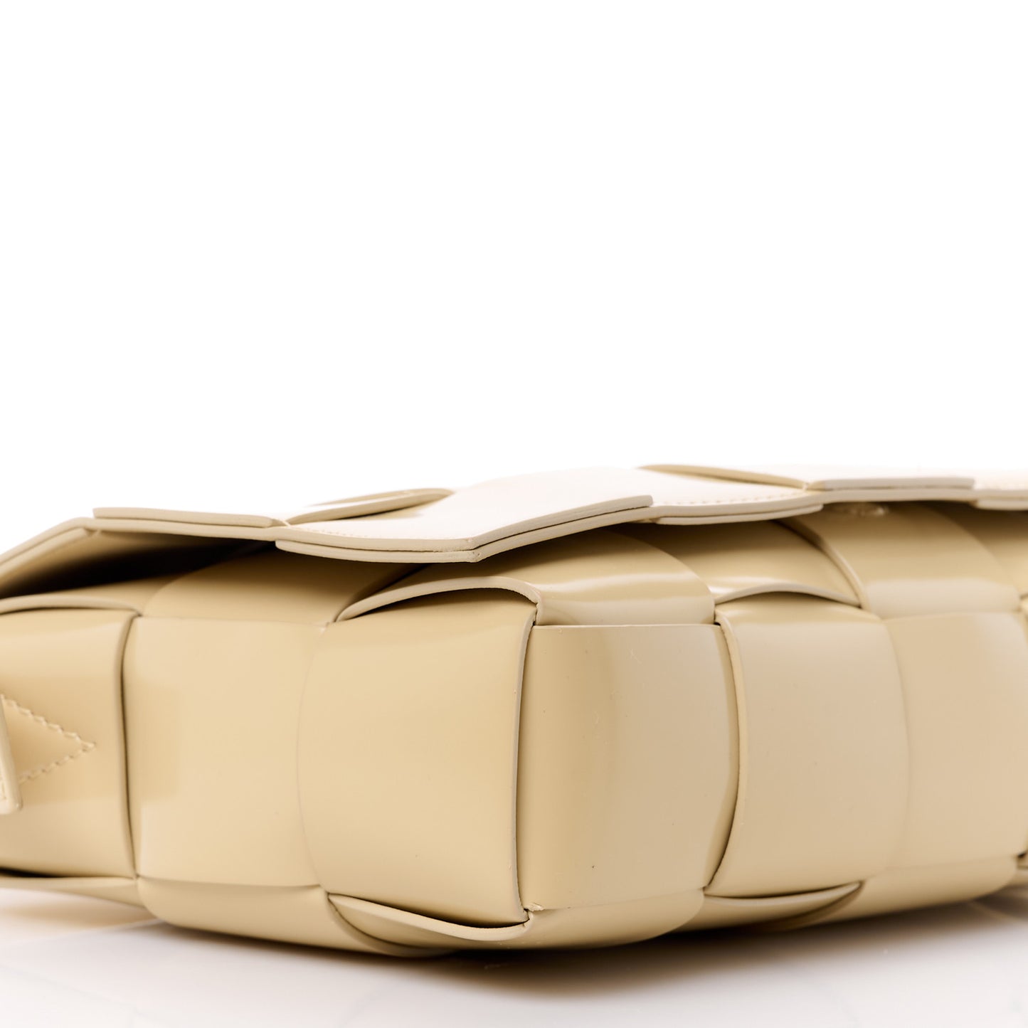 Patent Maxi Intrecciato Cassette Crossbody Bag Beige