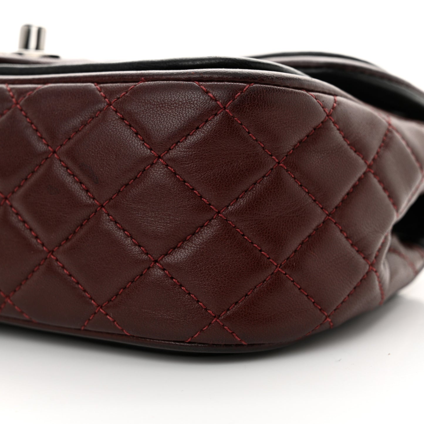 Lambskin Classic Twist Mini Rectangular Flap Black Burgundy