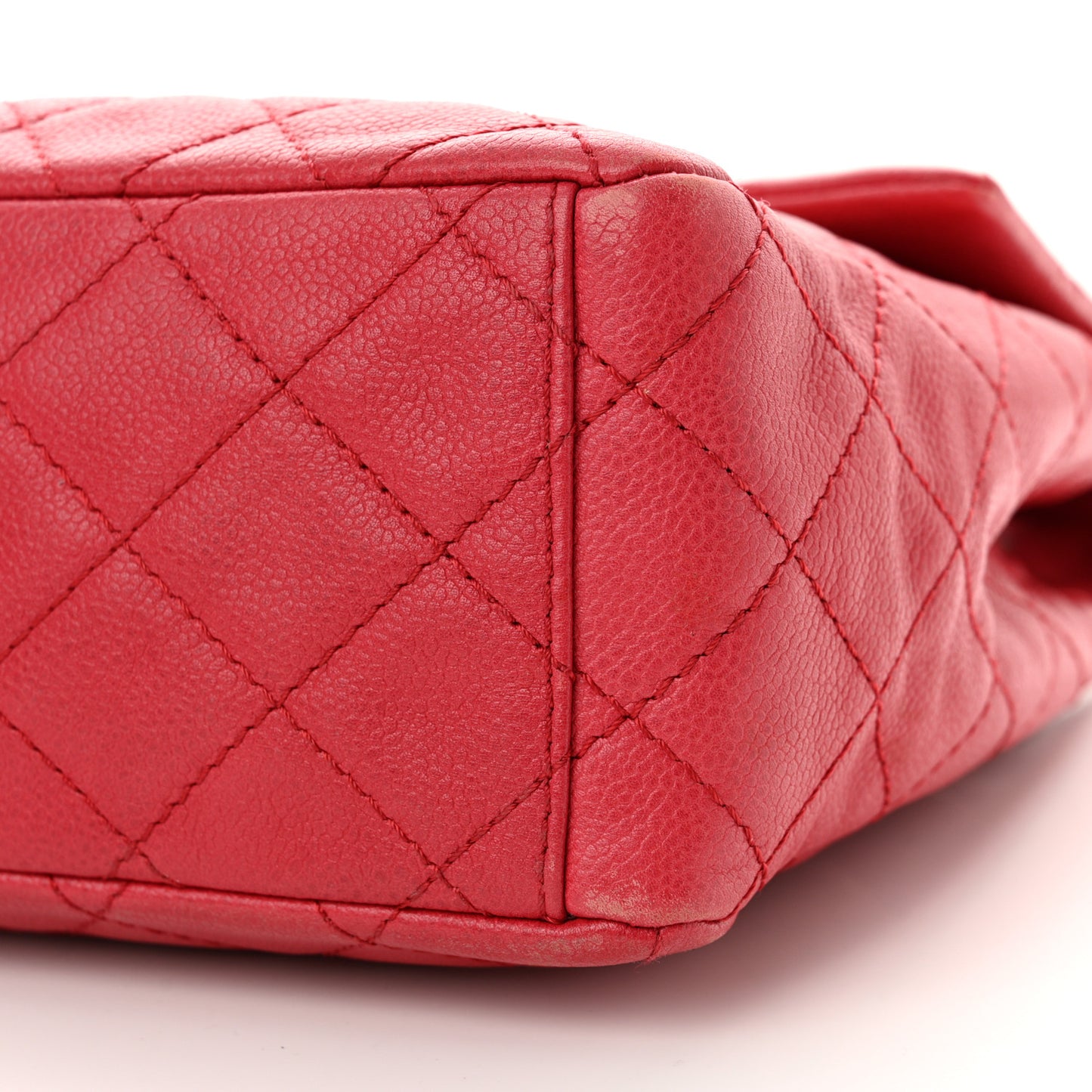 Washed Caviar Quilted Maxi Single Flap Fuchsia