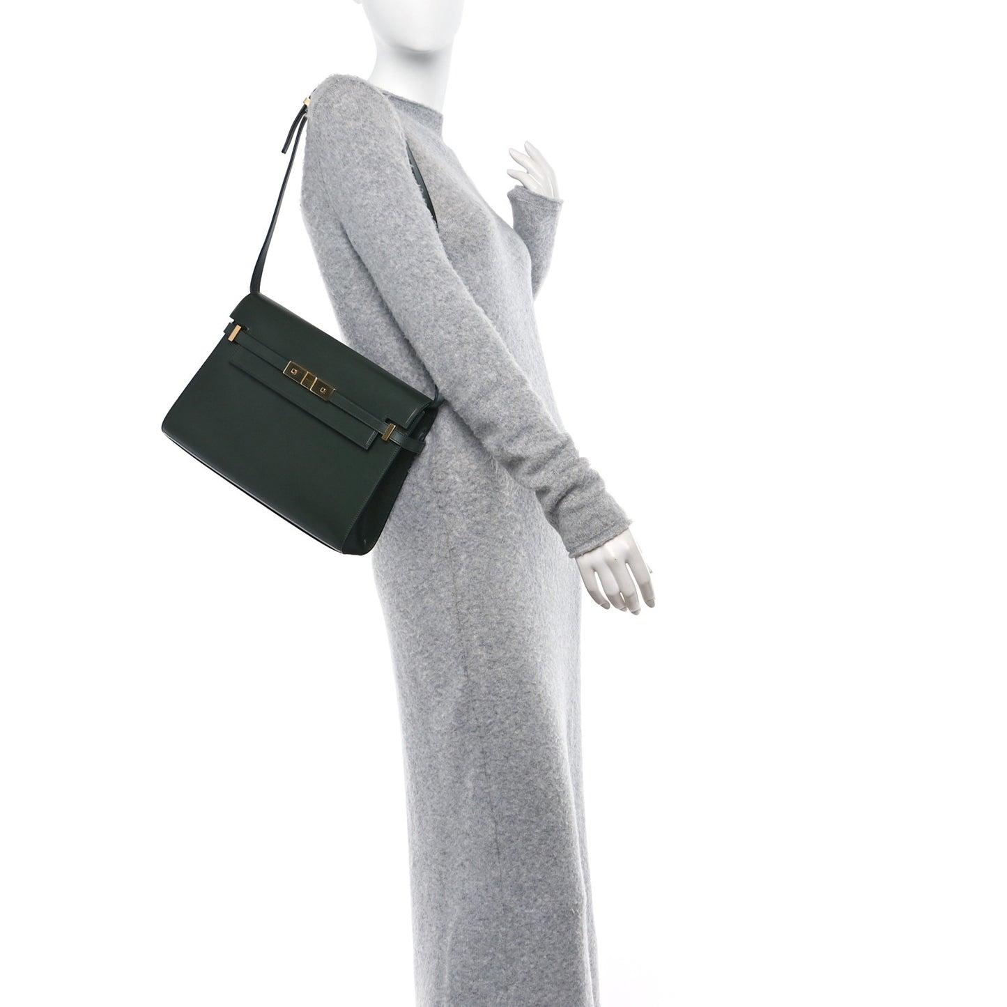Smooth Calfskin Manhattan Shoulder Bag Dark Green