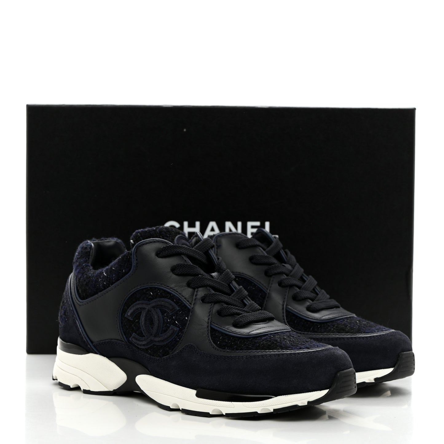 Tweed Suede Womens CC Sneakers 36 Black Blue