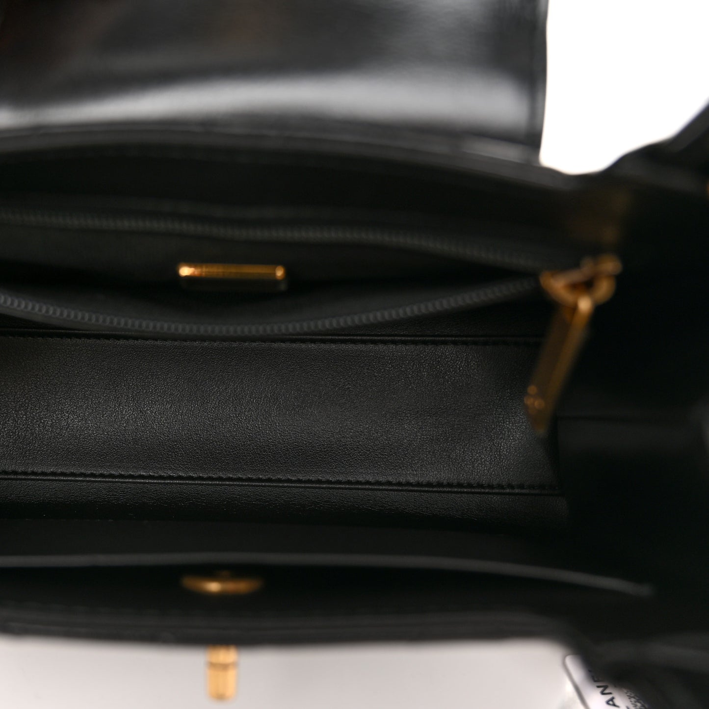 Shiny Aged Calfskin Quilted Nano Kelly Shopper Black
