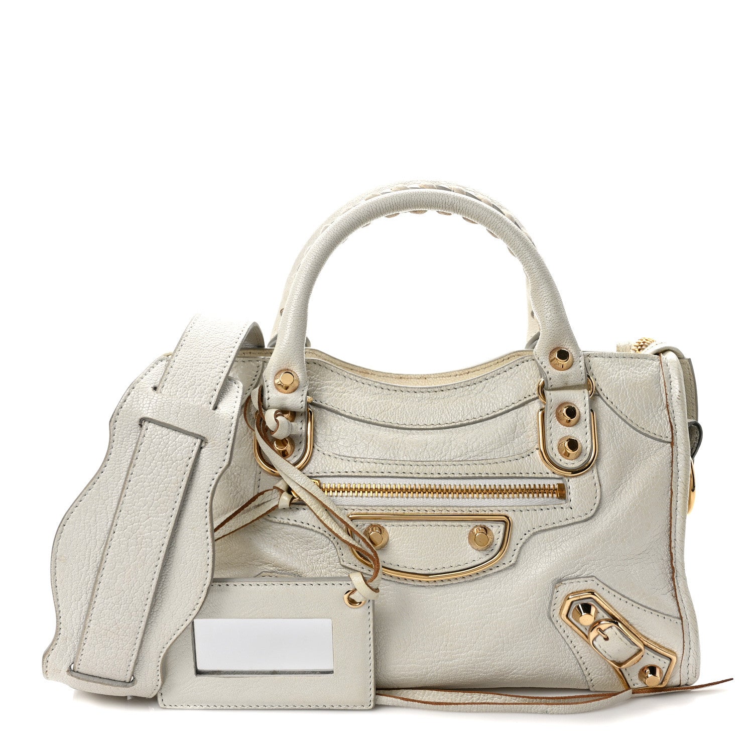 Balenciaga Chevre Gold Metallic Edge Hardware Mini City White 1 of 12