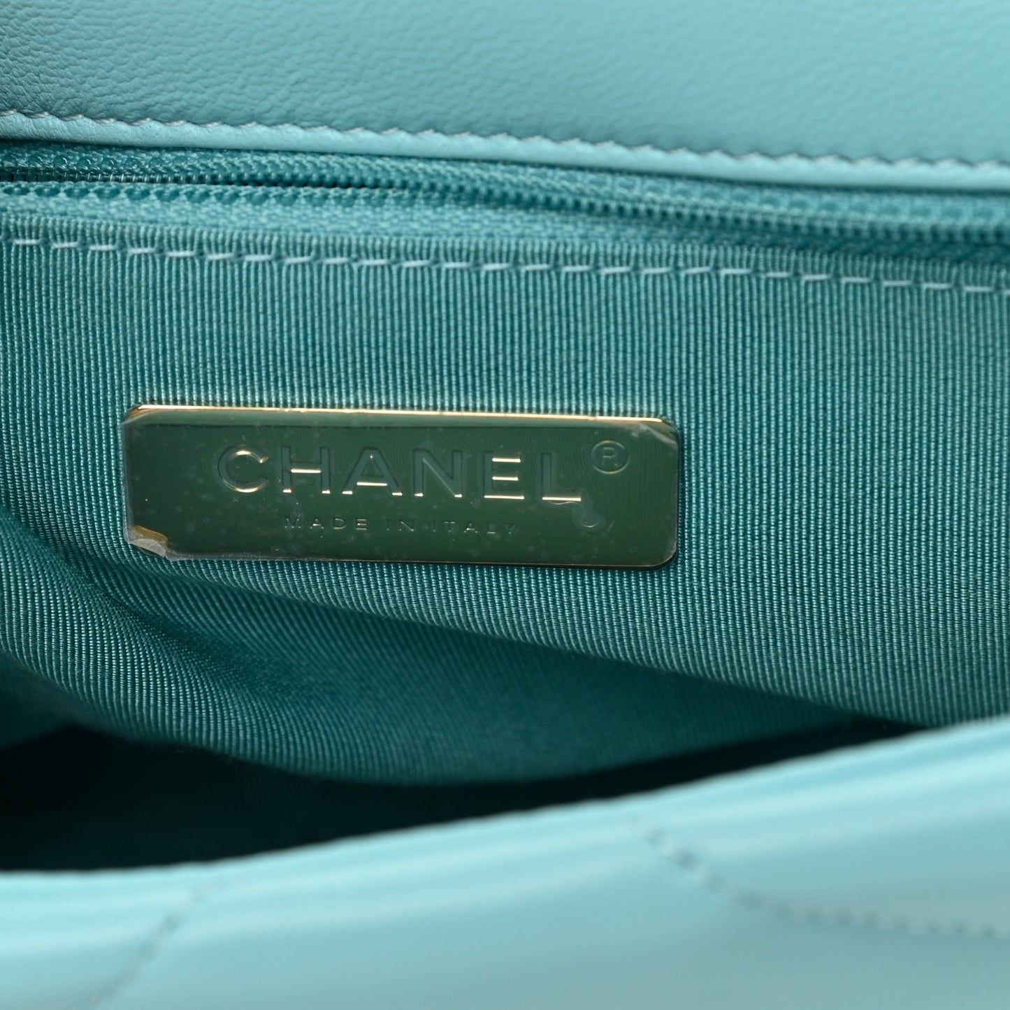 Shiny Lambskin Quilted Medium Chanel 19 Flap Light Blue