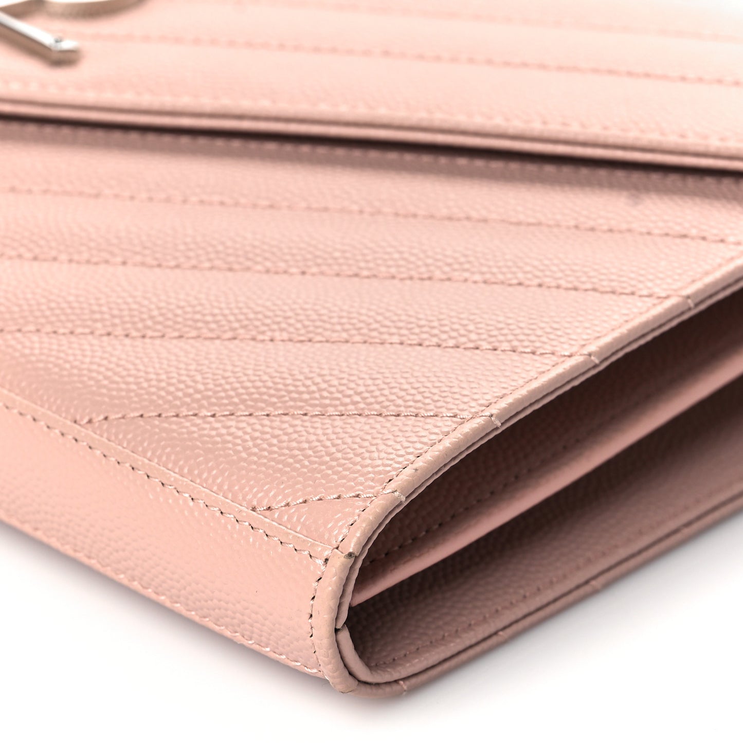 Grain De Poudre Matelasse Chevron Monogram Chain Wallet Pale Pink
