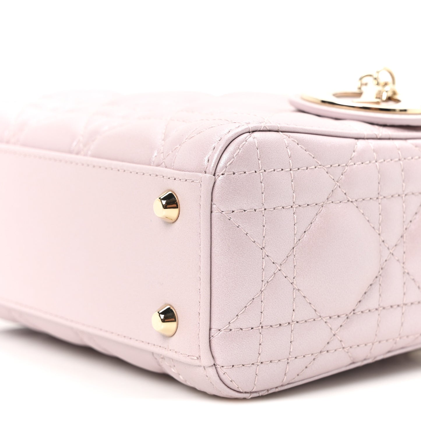Metallic Lambskin Cannage Mini Lady Dior Lotus