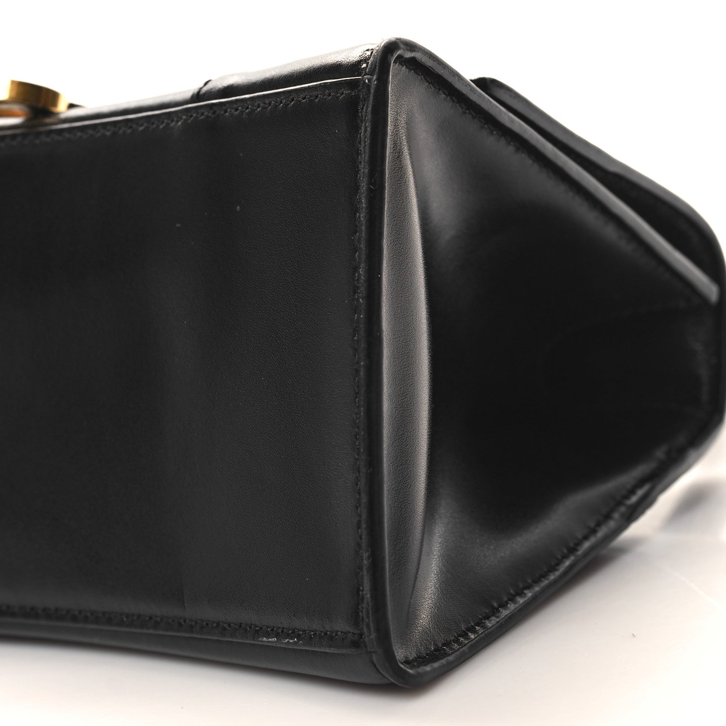 Shiny Box Calfskin Small Hourglass Top Handle Bag Black