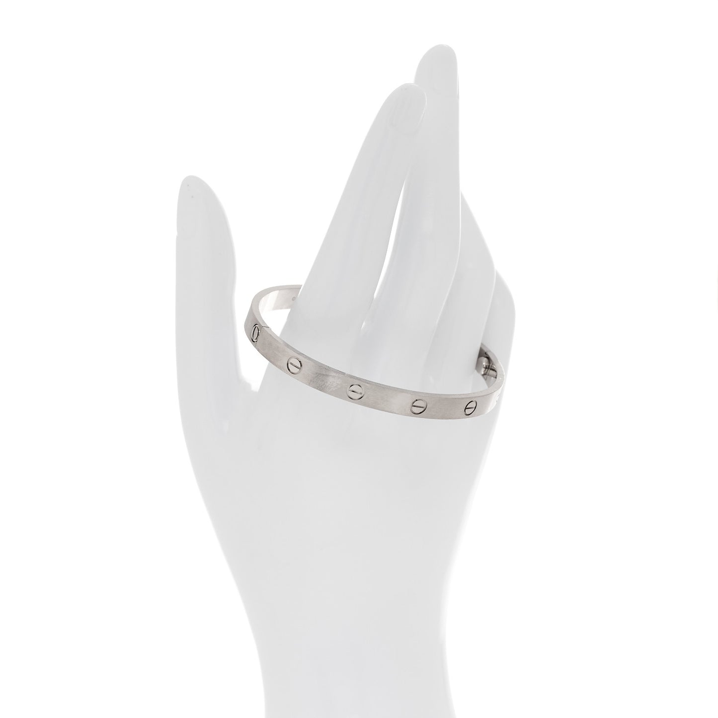 18K White Gold Brushed Finish LOVE Bracelet 19