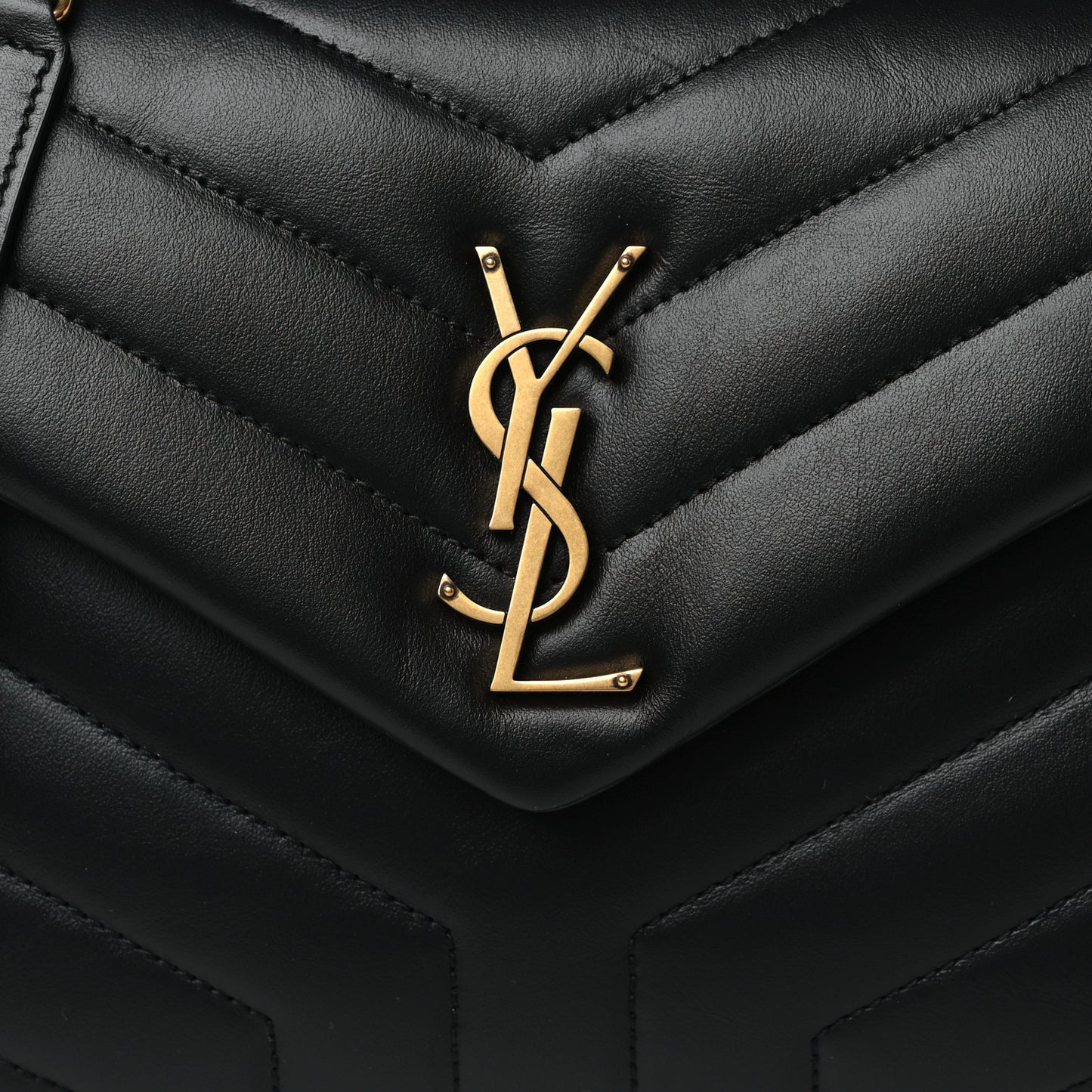Calfskin Y Quilted Monogram Small Loulou Chain Satchel Black