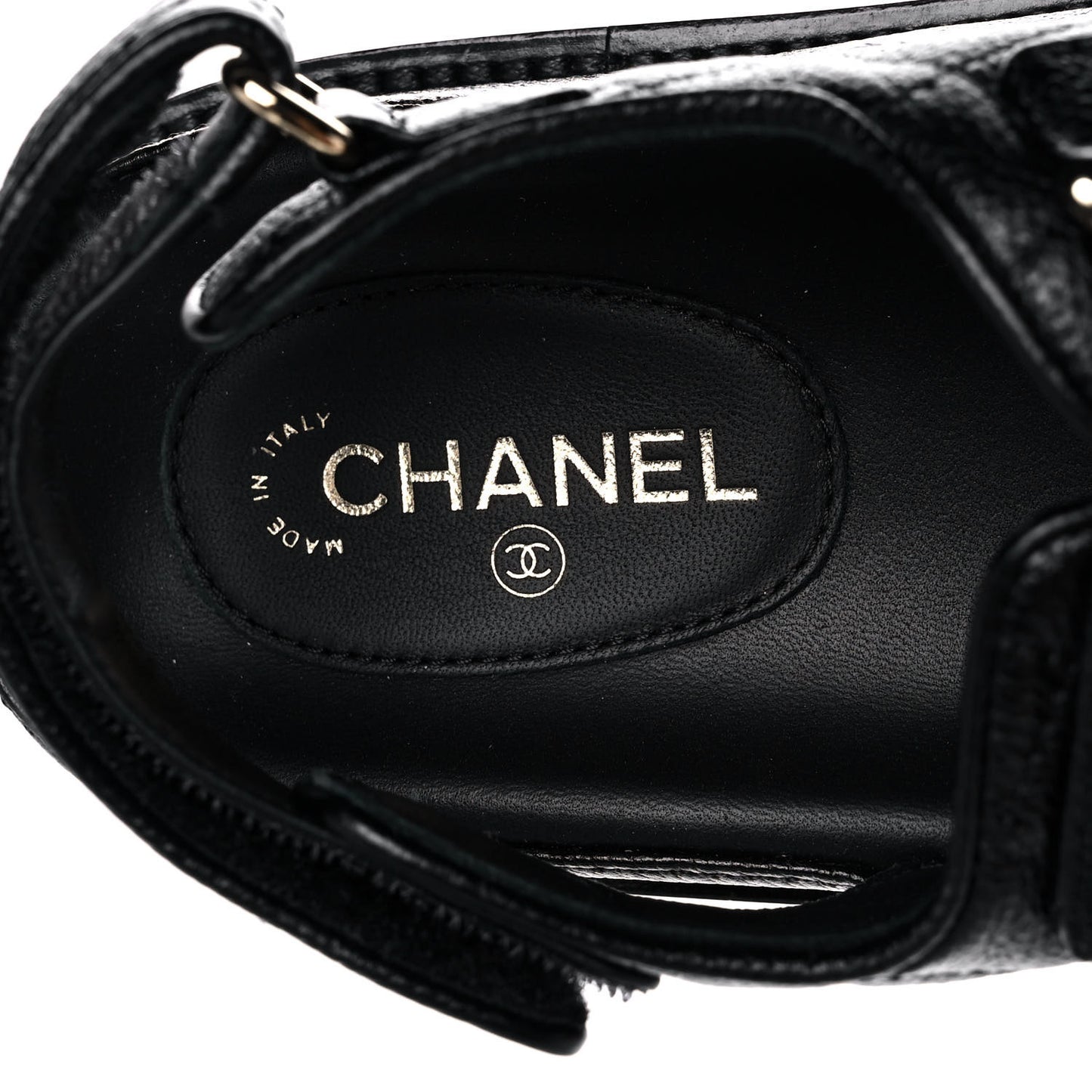 Grained Calfskin Velcro Dad Sandals 36.5 Black