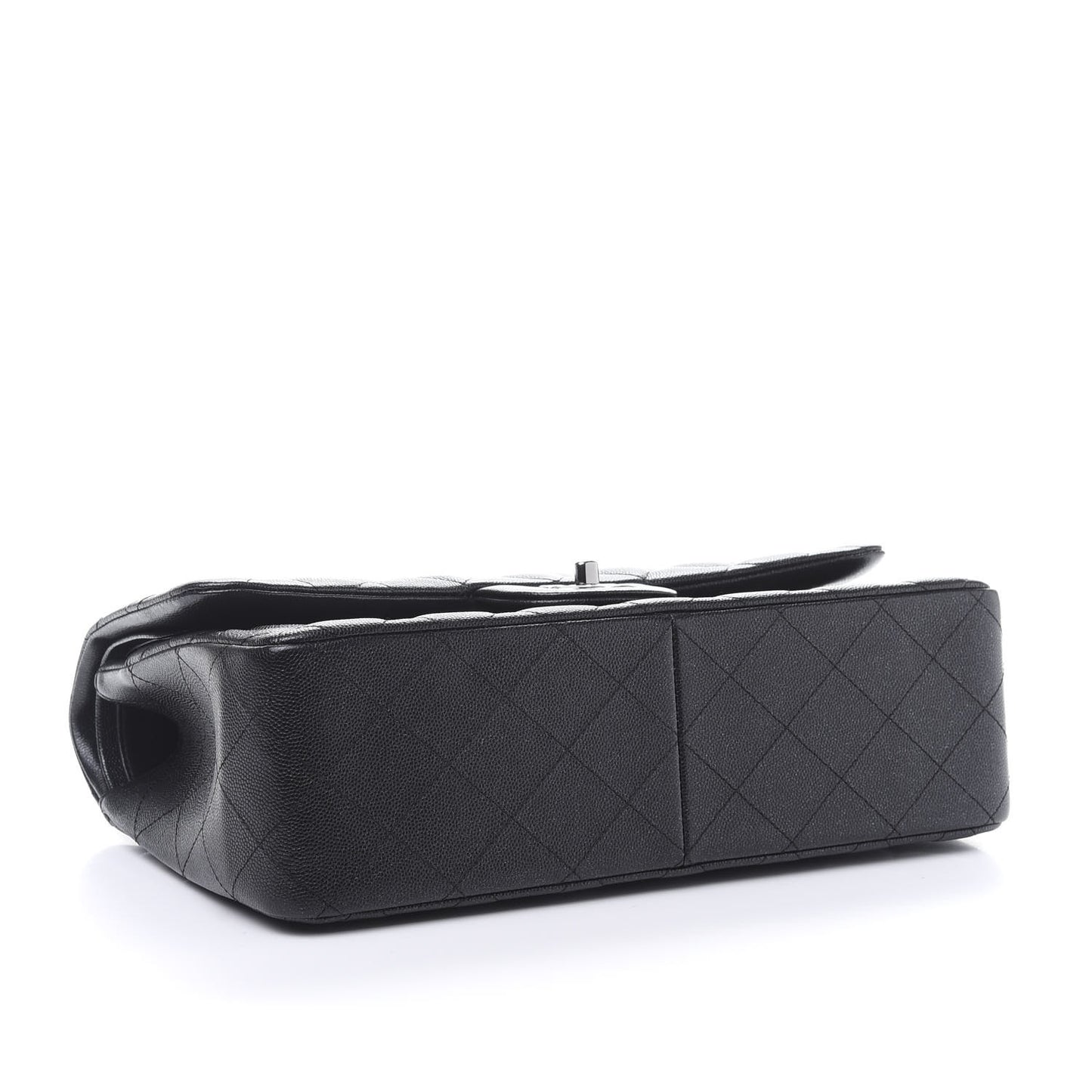 Iridescent Caviar Quilted Jumbo Double Flap Black