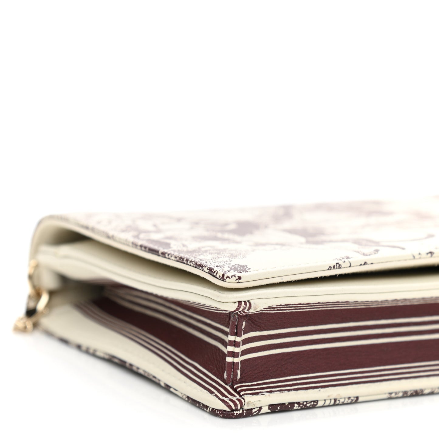 Calfskin Toile de Jouy Carnivora Wallet On Chain Pouch White