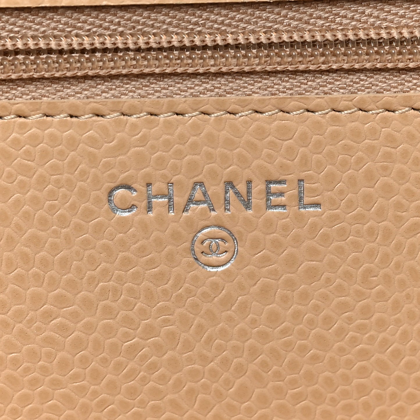 Caviar Quilted Wallet On Chain WOC Beige