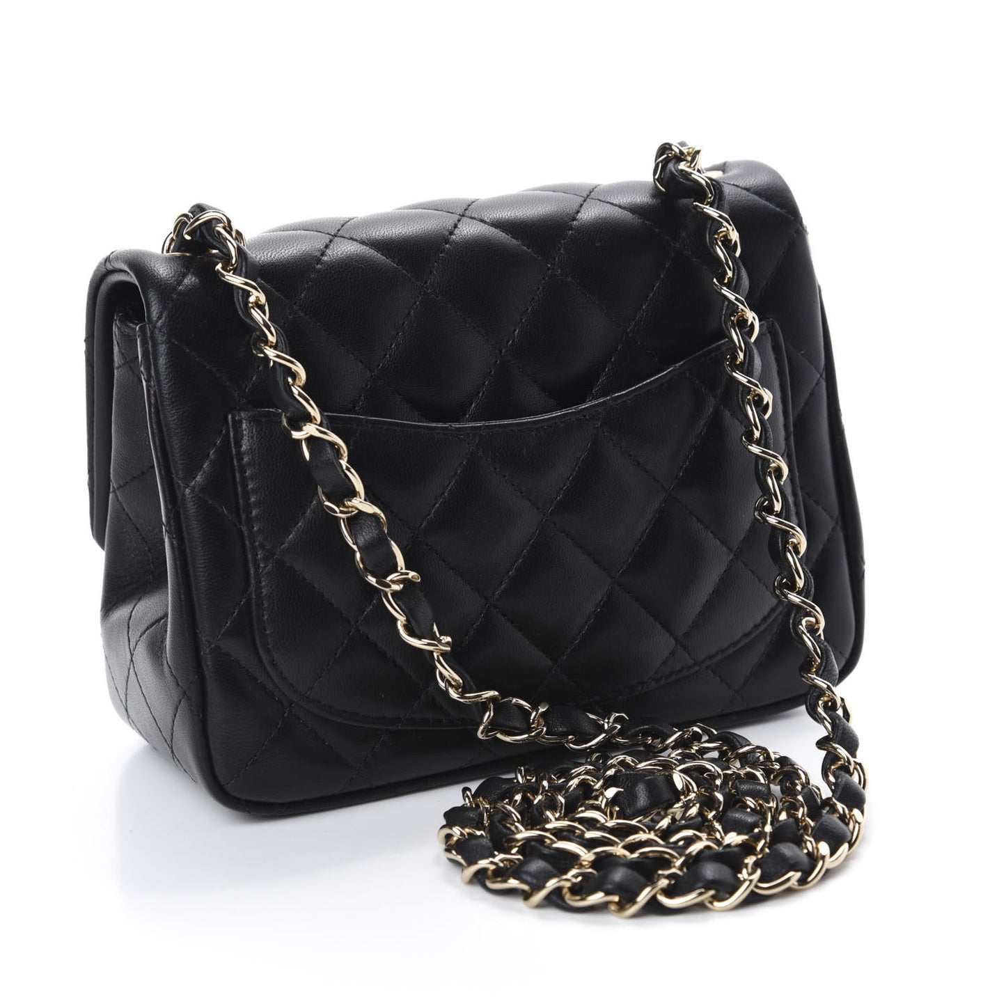 Lambskin Quilted Mini Square Flap Black