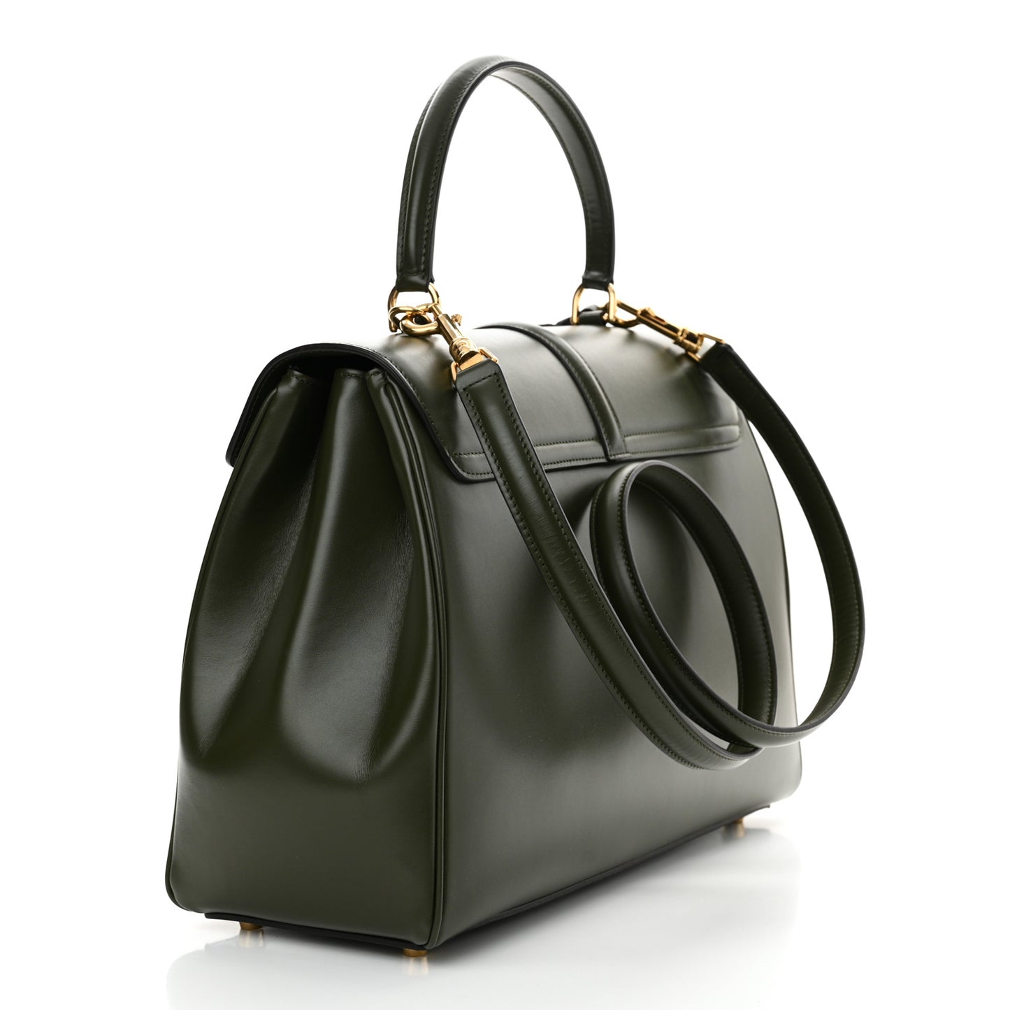 Satinated Calfskin Medium 16 Top Handle Bag Khaki