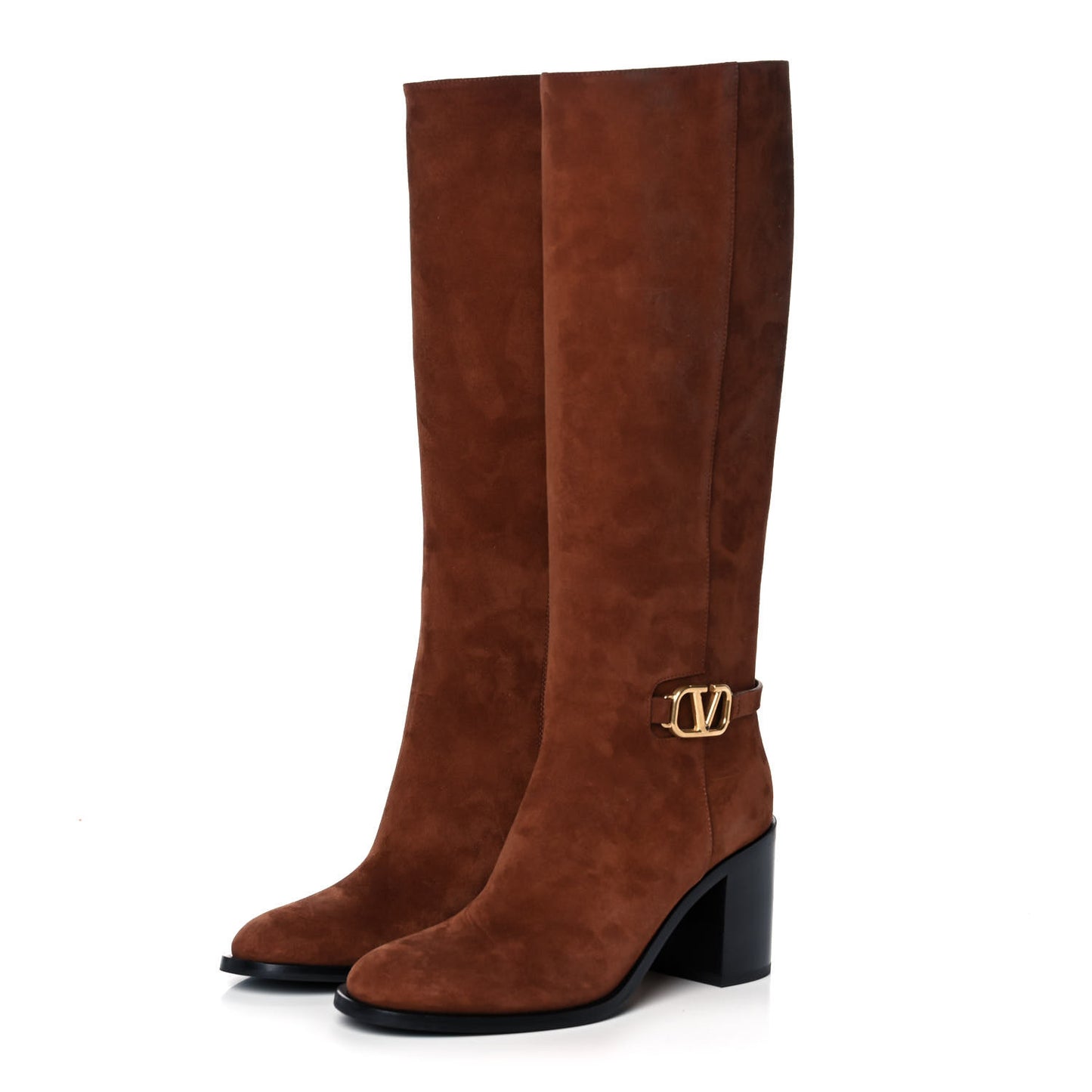 Suede Vlogo Knee High Boots 39 Brown