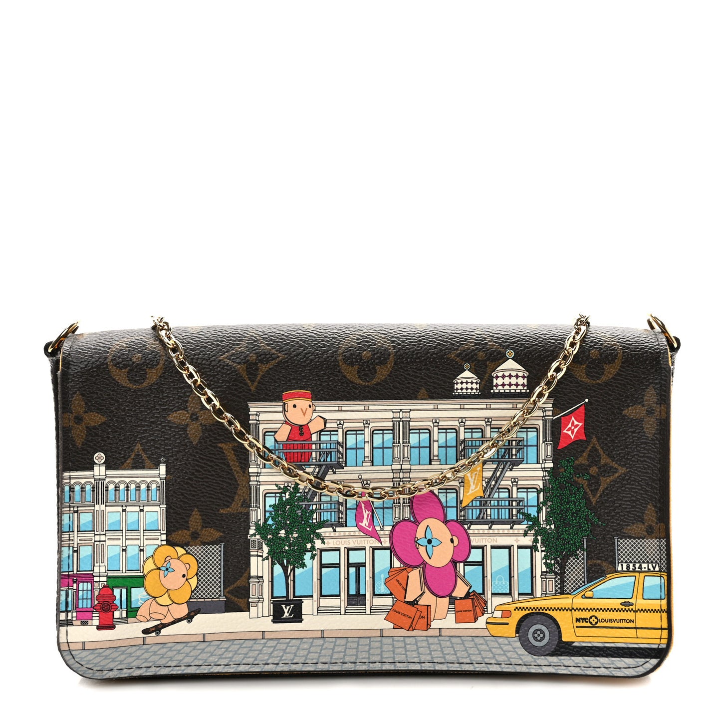 Monogram 2022 Christmas Animation New York Soho Pochette Felicie Chain Wallet Yellow