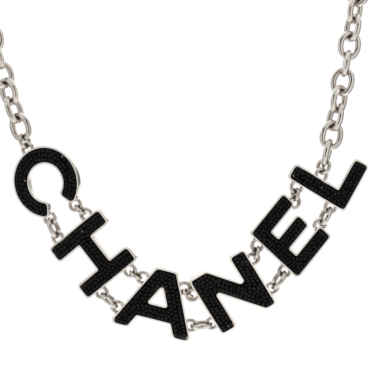 Crystal Logo Necklace Black Silver