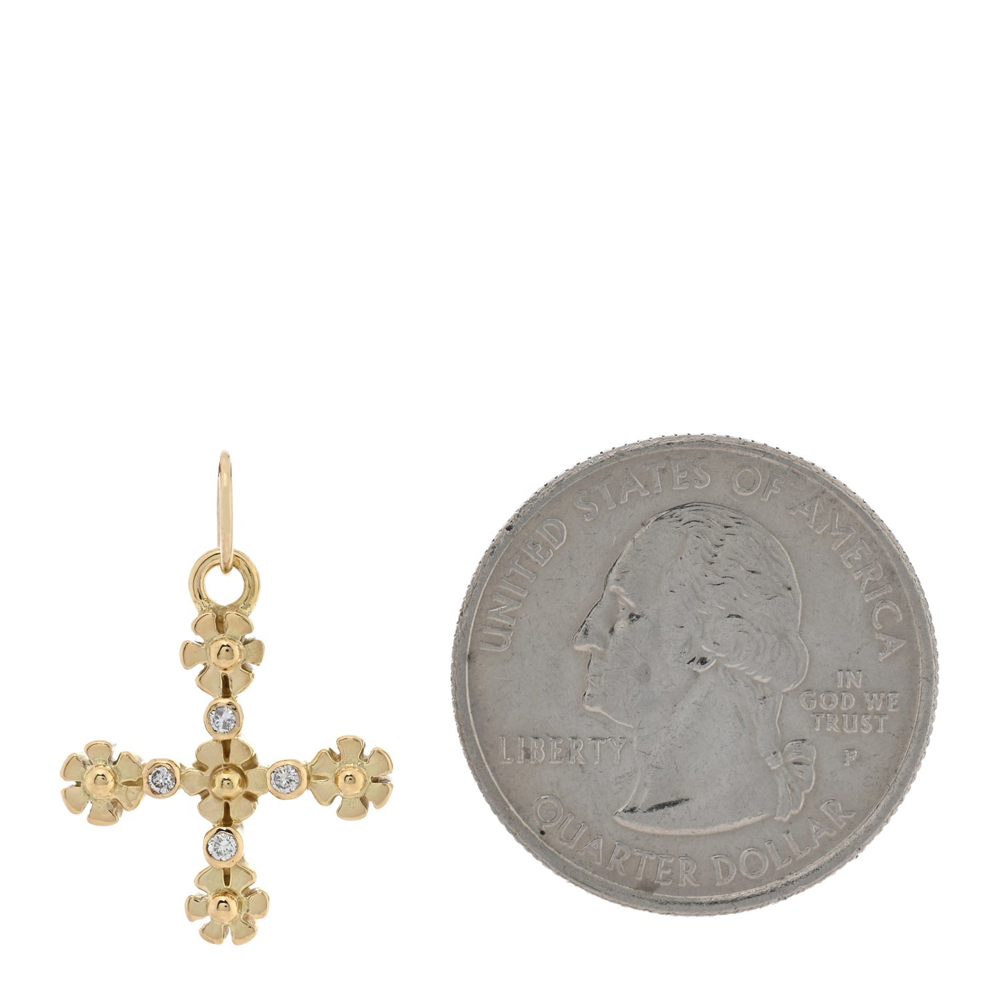 18K Yellow Gold Diamond Fiori Cross Pendant