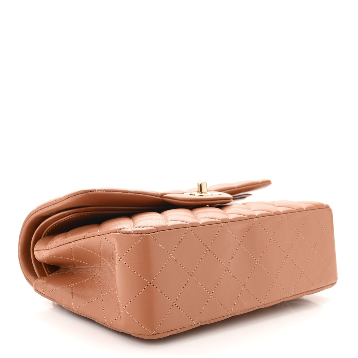 Lambskin Quilted Small Double Flap Brown