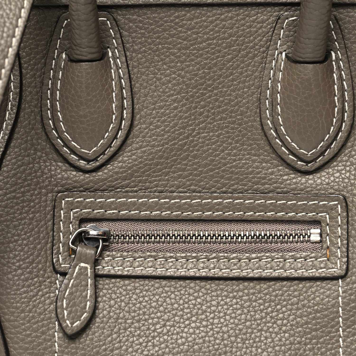 Celine Drummed Calfskin Nano Luggage Souris 7 of 14