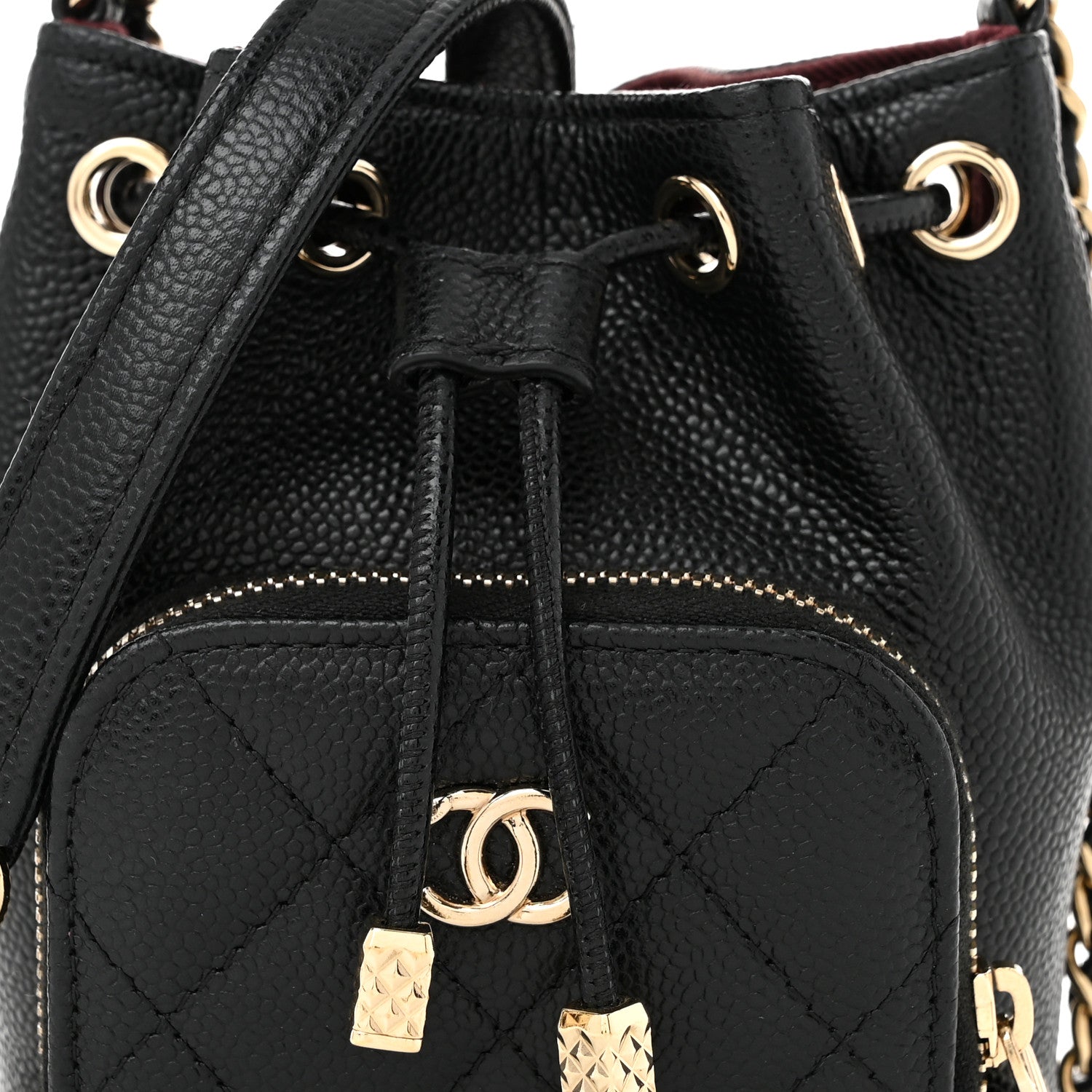 Chanel Caviar Quilted Mini CC Pocket Bucket Bag Black 8 of 10